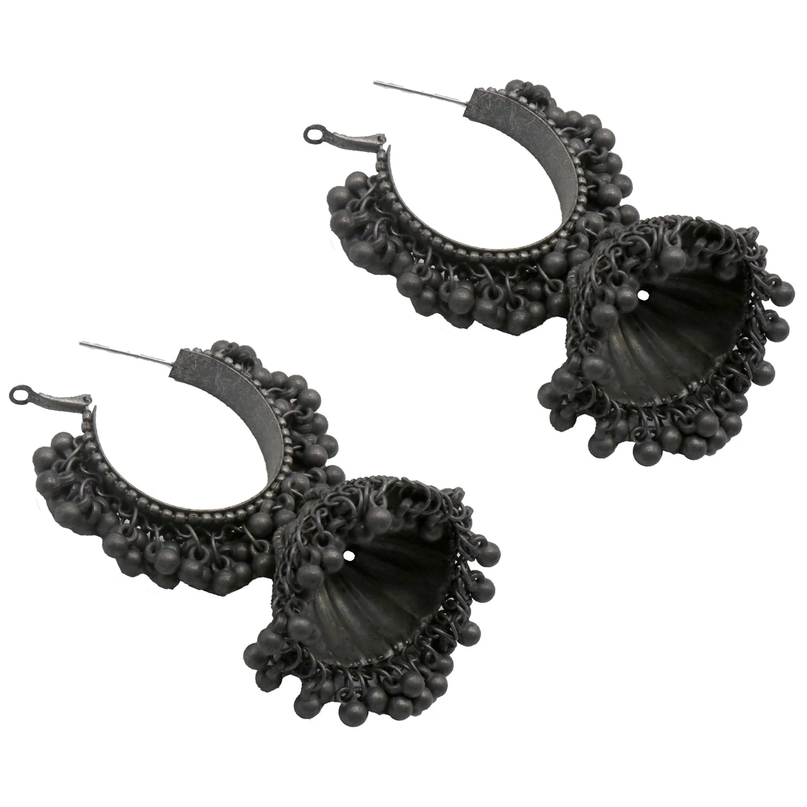 Teejh Alisha Pearl Silver Oxidised Jhumki Earrings - Image 4