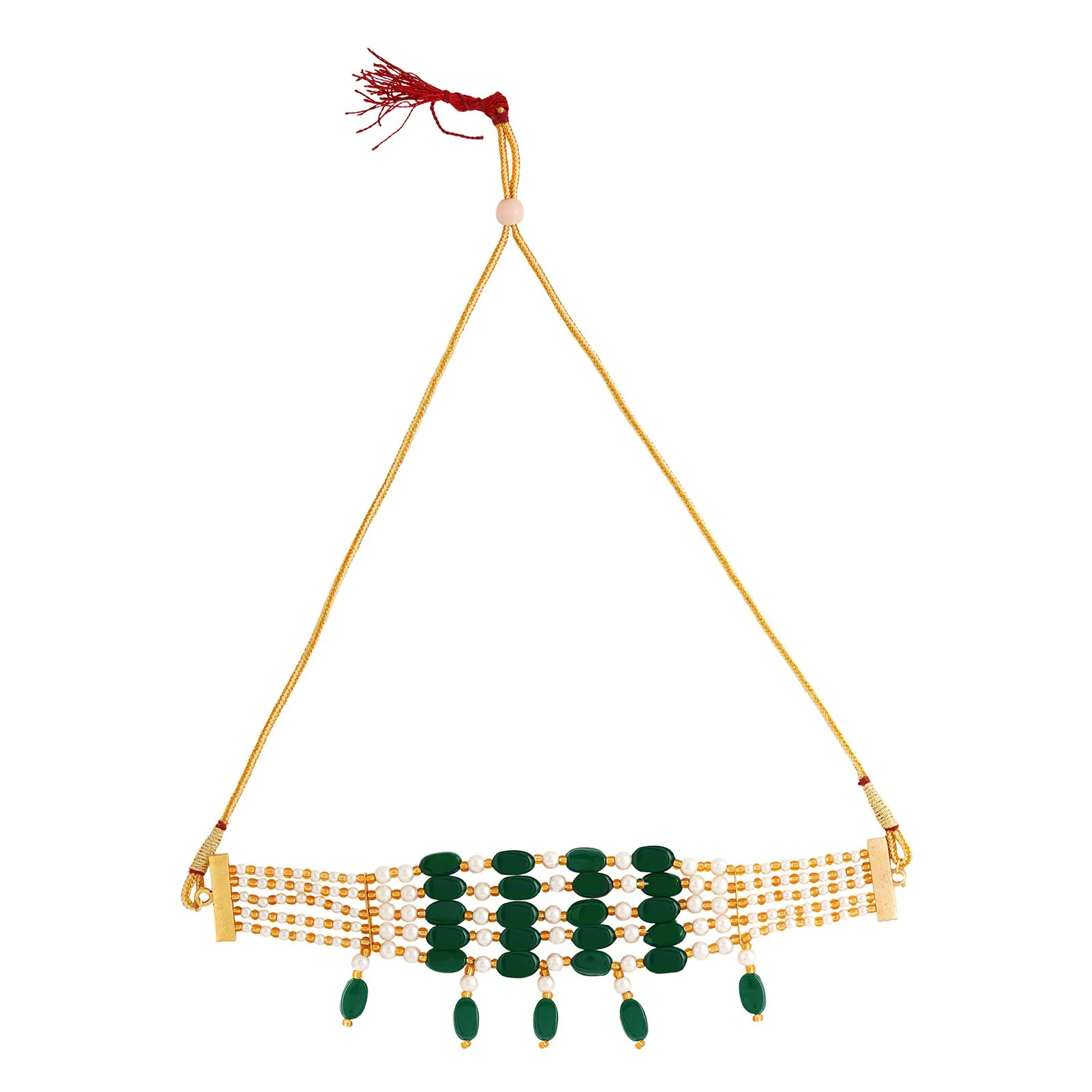 Teejh Alpa Green And White Bead Stacked Necklace - Image 2