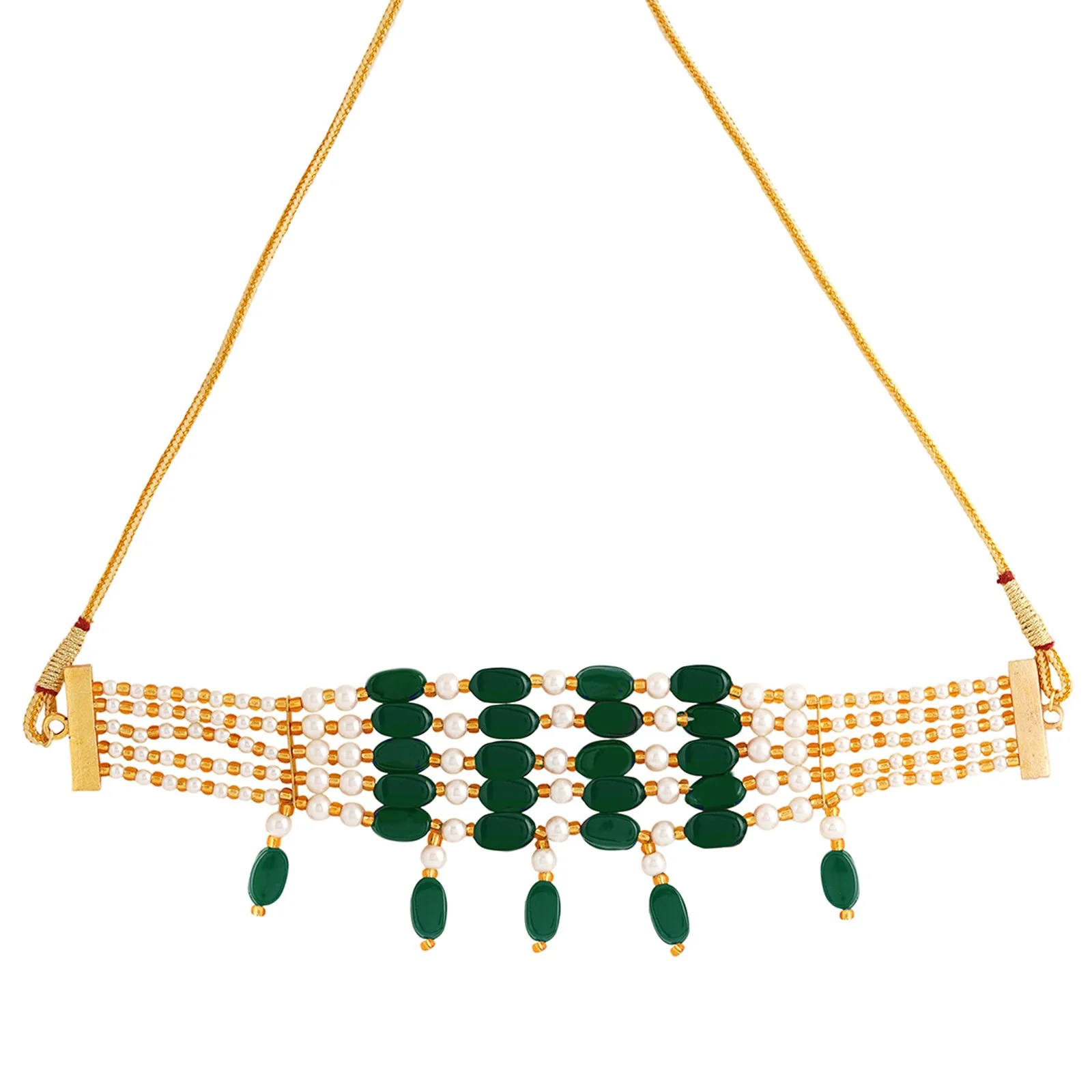 Teejh Alpa Green And White Bead Stacked Necklace - Image 3