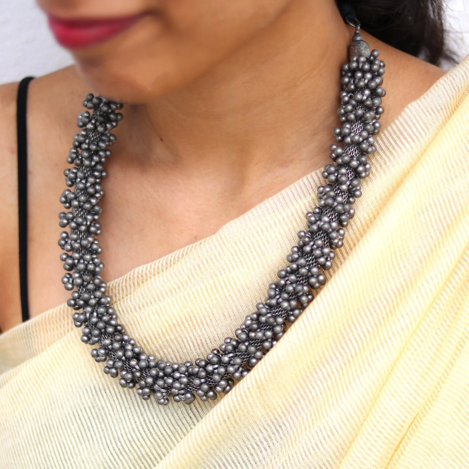 Teejh Alvie Ghungroo Silver Oxidised Necklace - Image 2