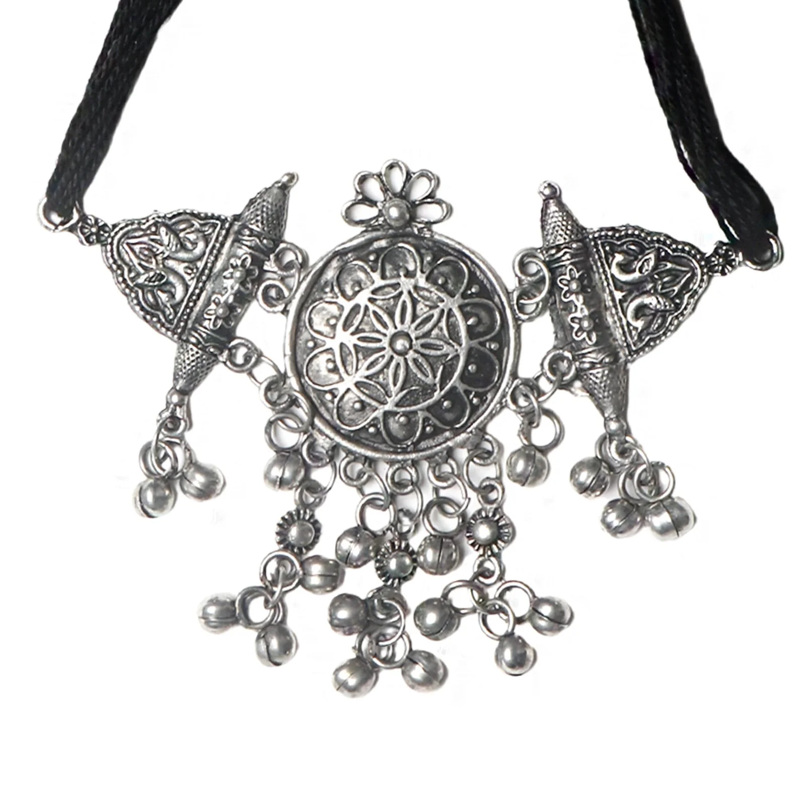 Teejh Amrita Silver Oxidised Choker Necklace - Image 4