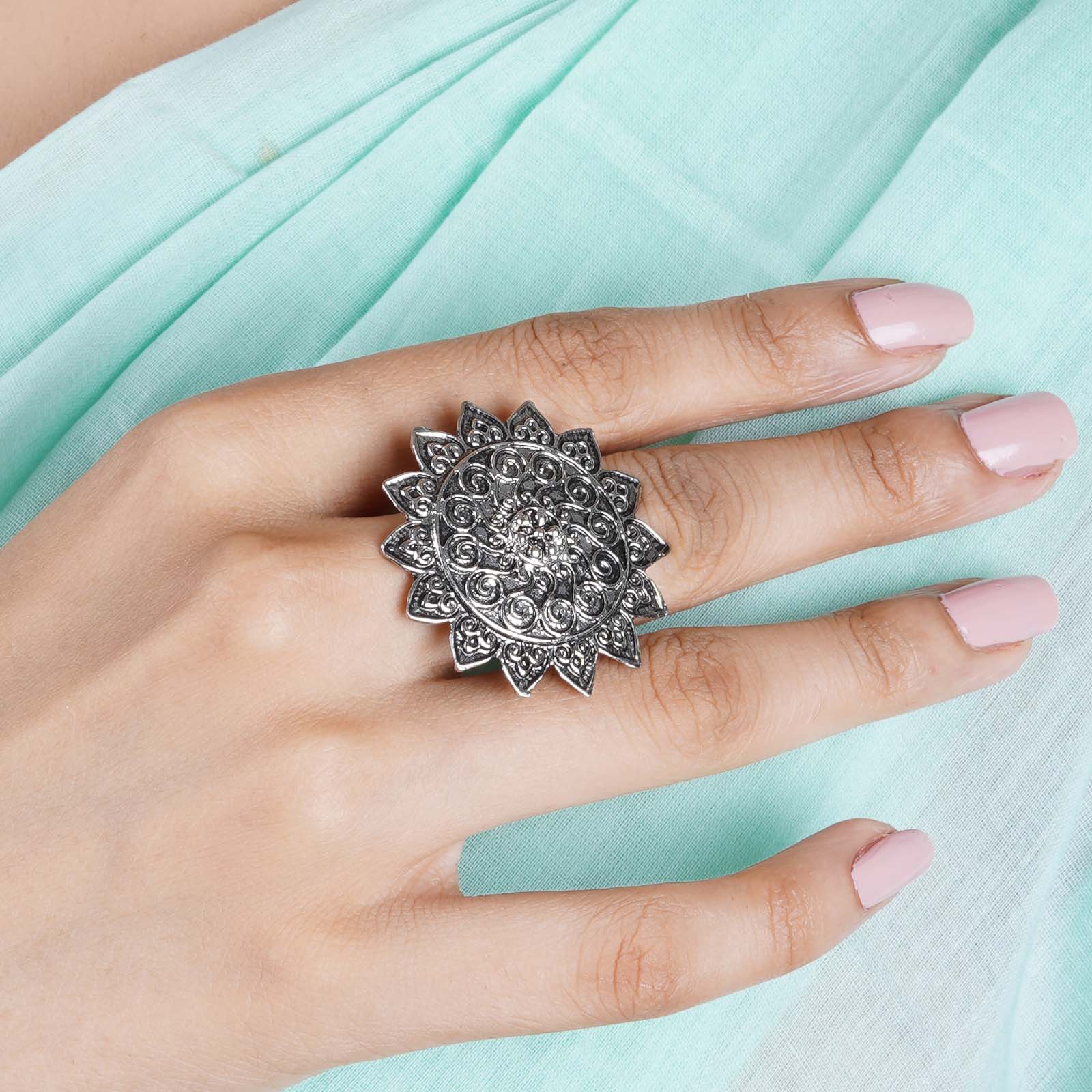 Teejh Anaia Silver Oxidised Ring - Image 2