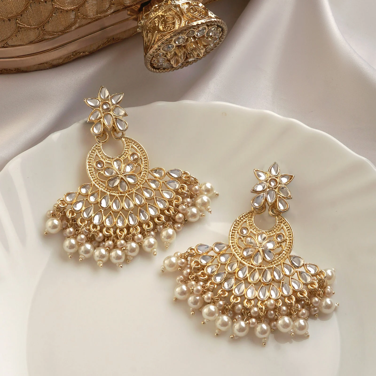 Teejh Anamika Pearl and Polki Earring - Image 2
