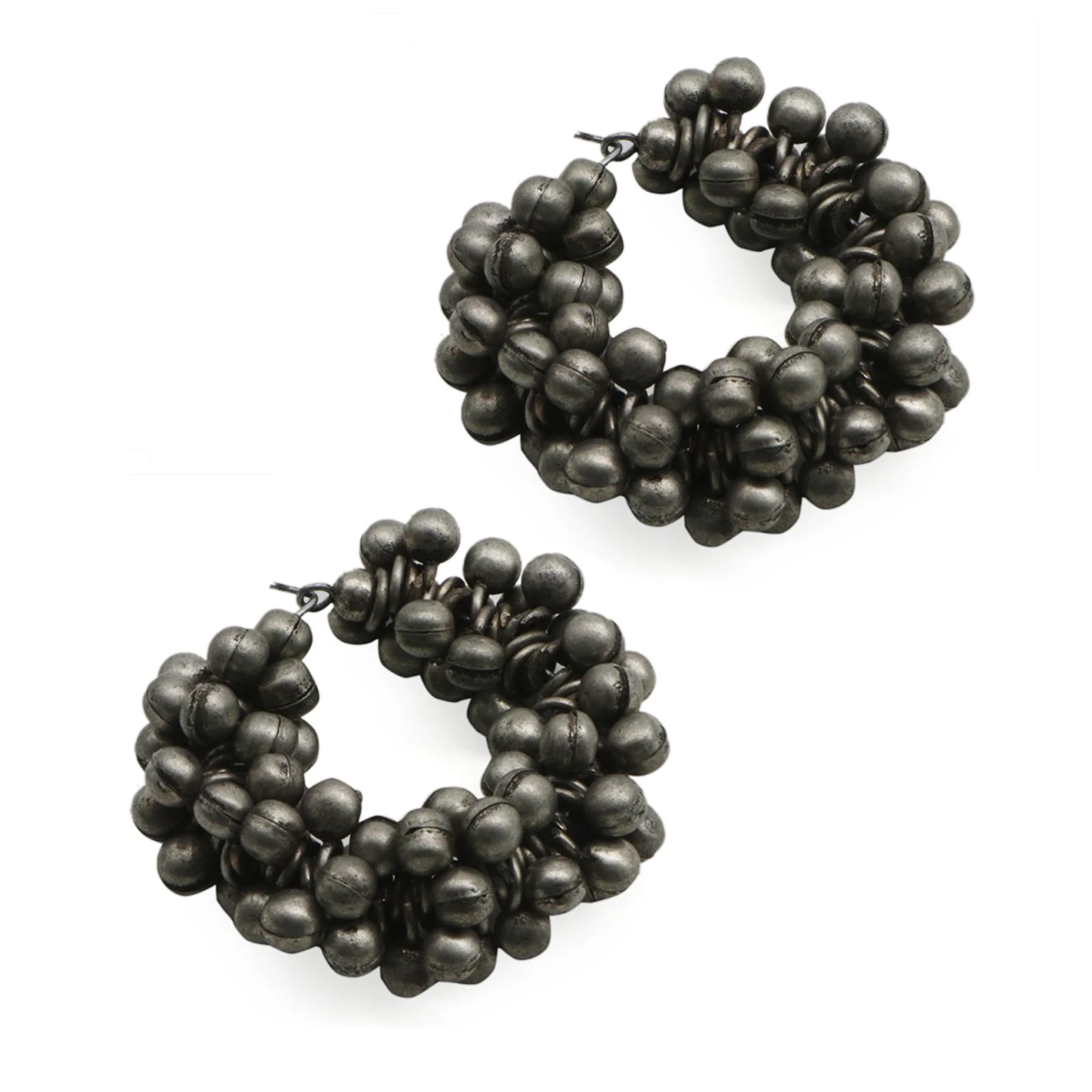 Ananya Ghungroo Silver Oxidised Hoop Earrings - Image 3