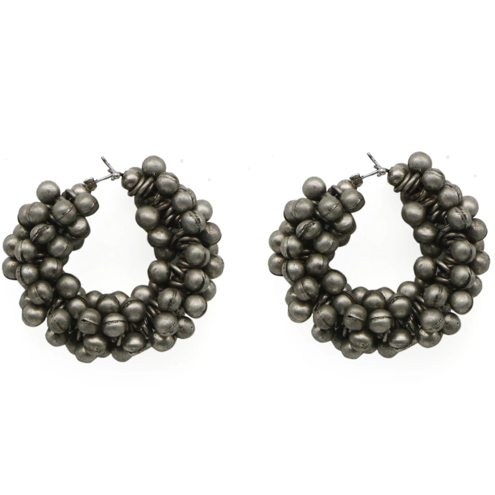 Ananya Ghungroo Silver Oxidised Hoop Earrings - Image 4