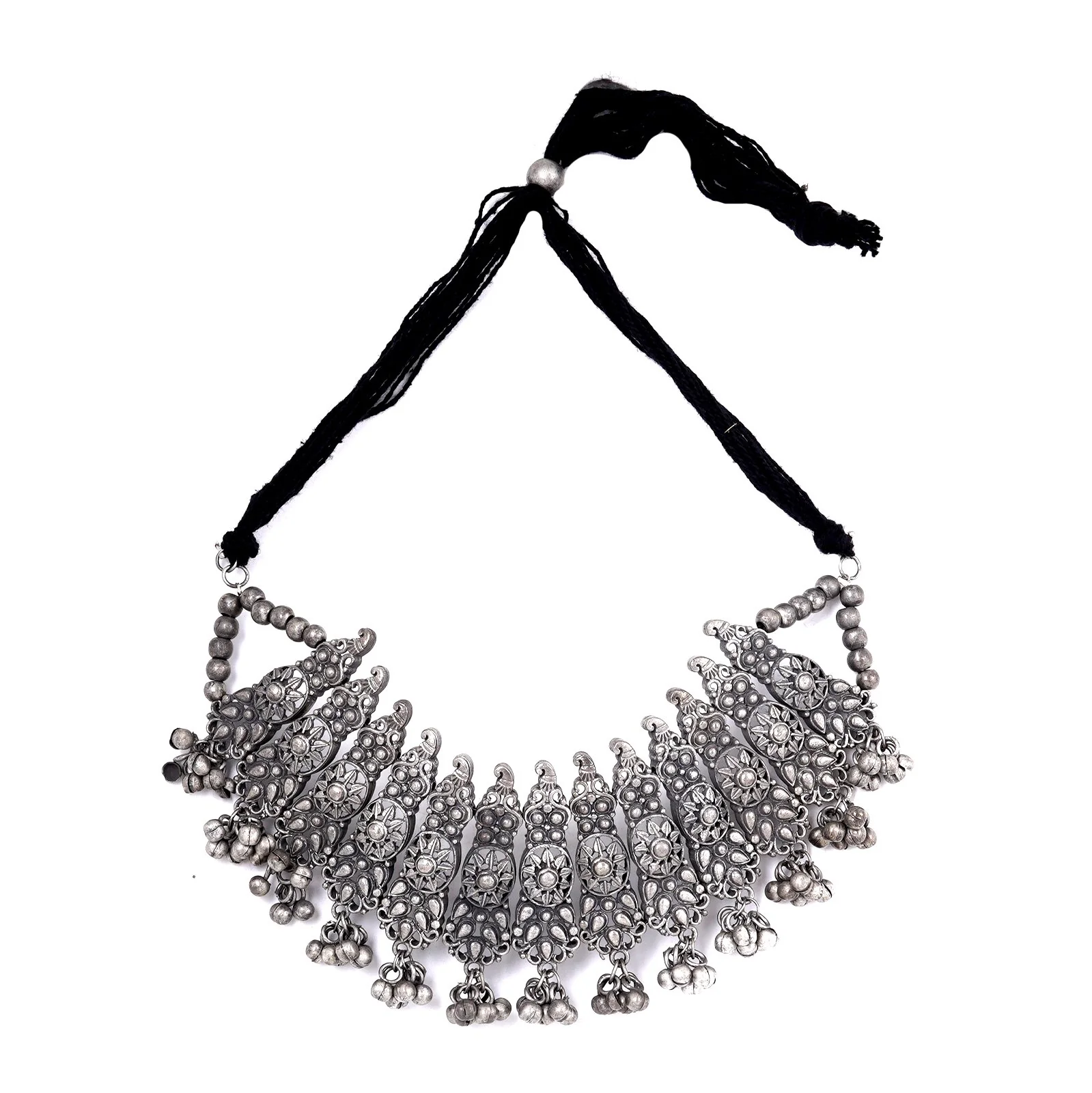 Teejh Anay Antique Silver Polish Choker Necklace Set - Image 5