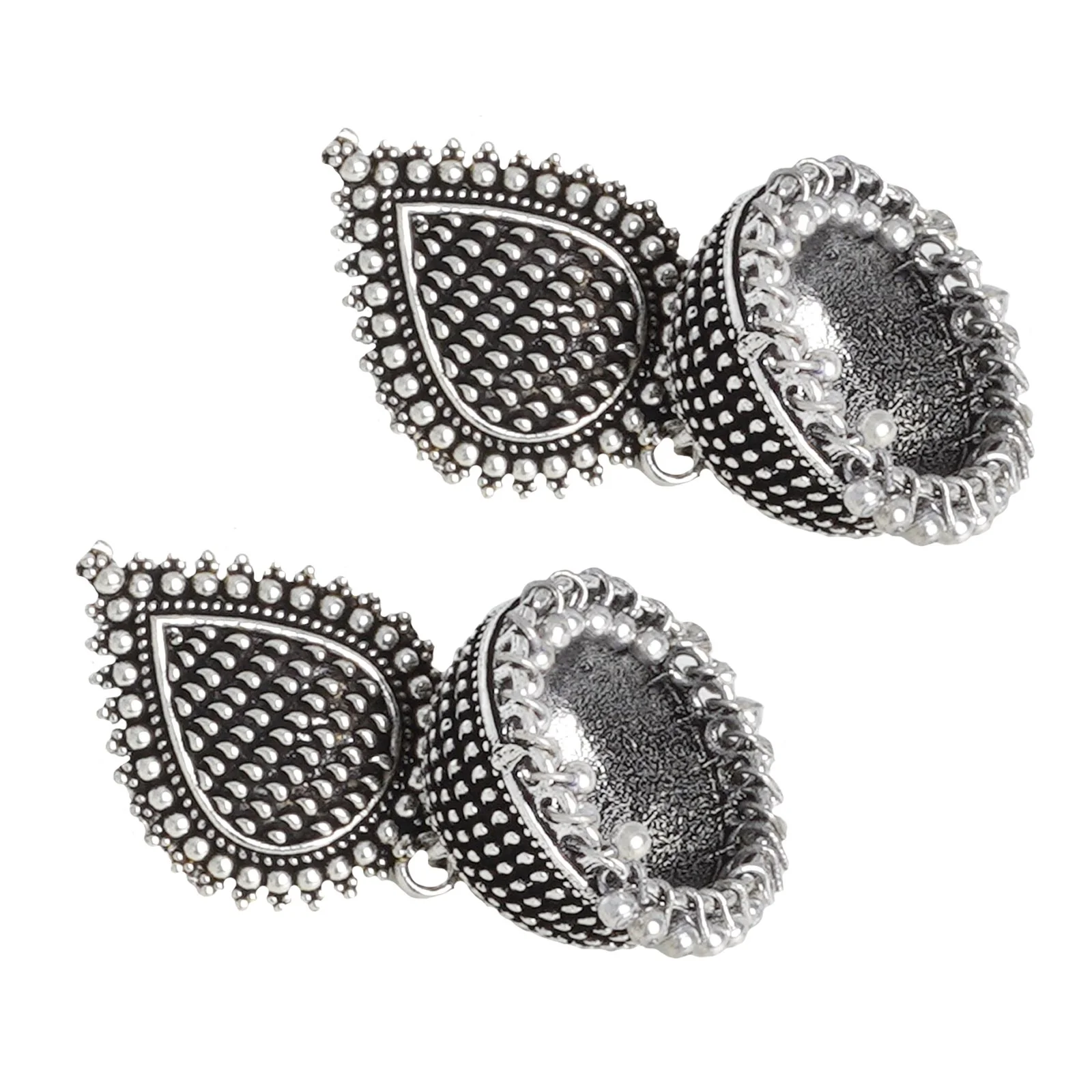 Teejh Anukriti Leaf Silver Oxidised Jhumki - Image 4