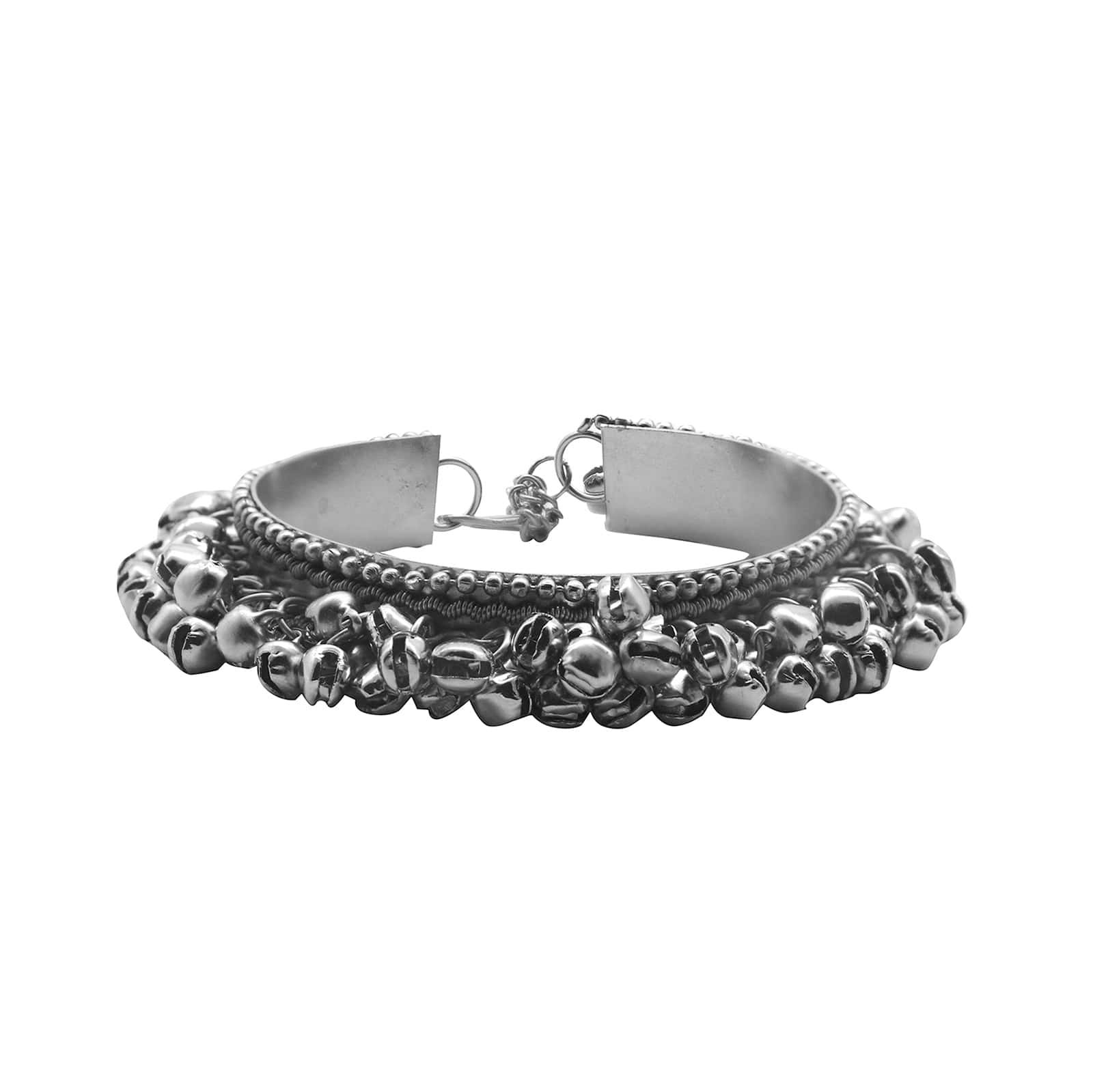 Anusha Silver Oxidized Ghungroo Bangle - Image 3