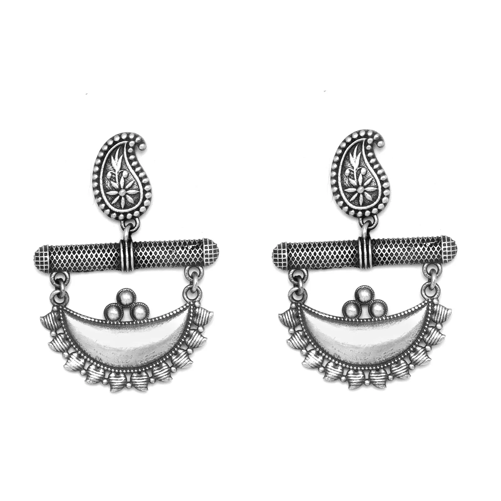 Teejh Anushka Half Moon Silver Oxidised Earrings - Image 2