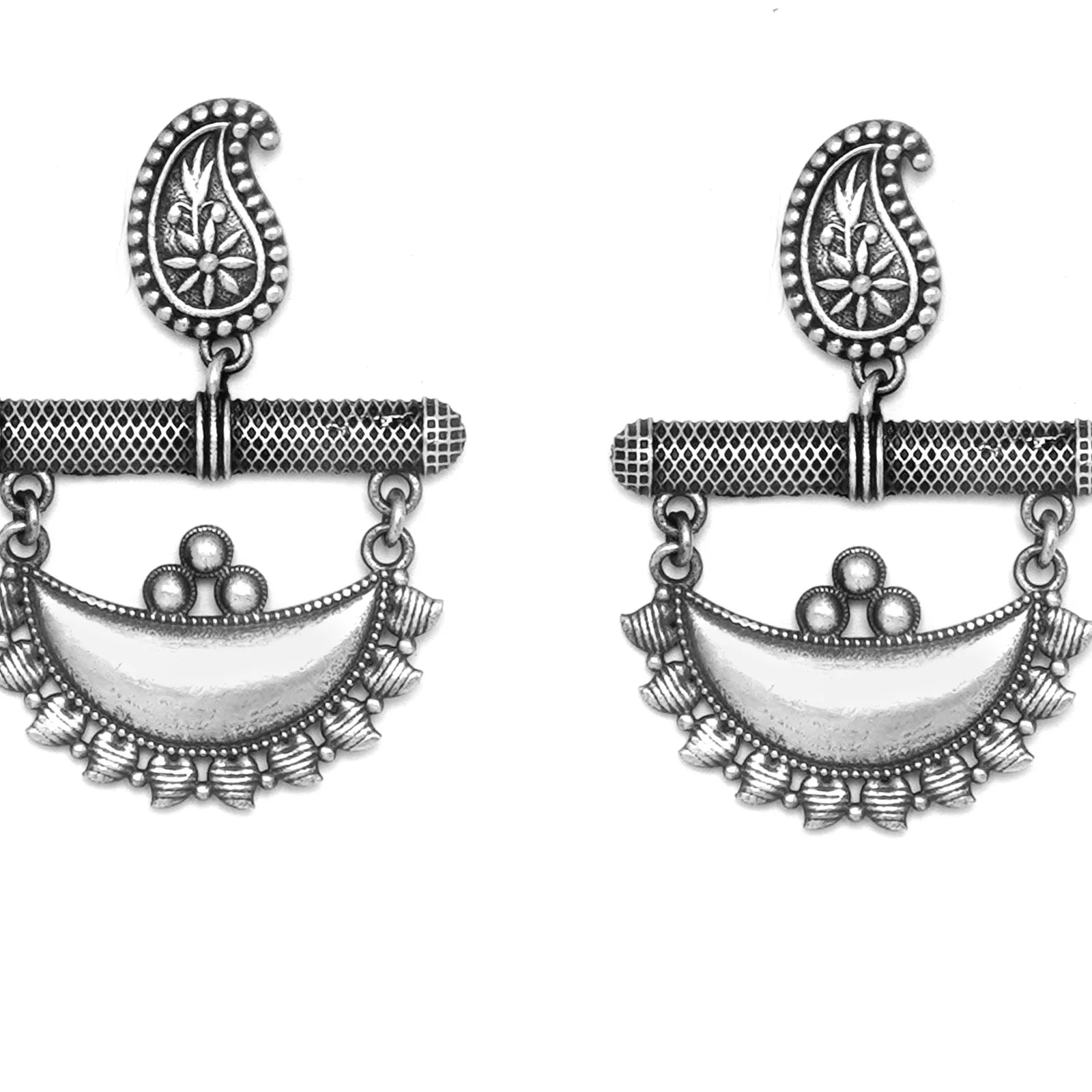 Teejh Anushka Half Moon Silver Oxidised Earrings - Image 3