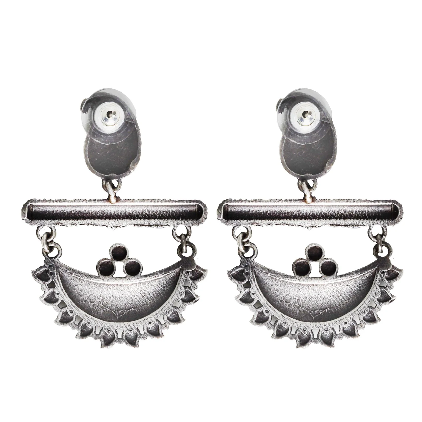 Teejh Anushka Half Moon Silver Oxidised Earrings - Image 5