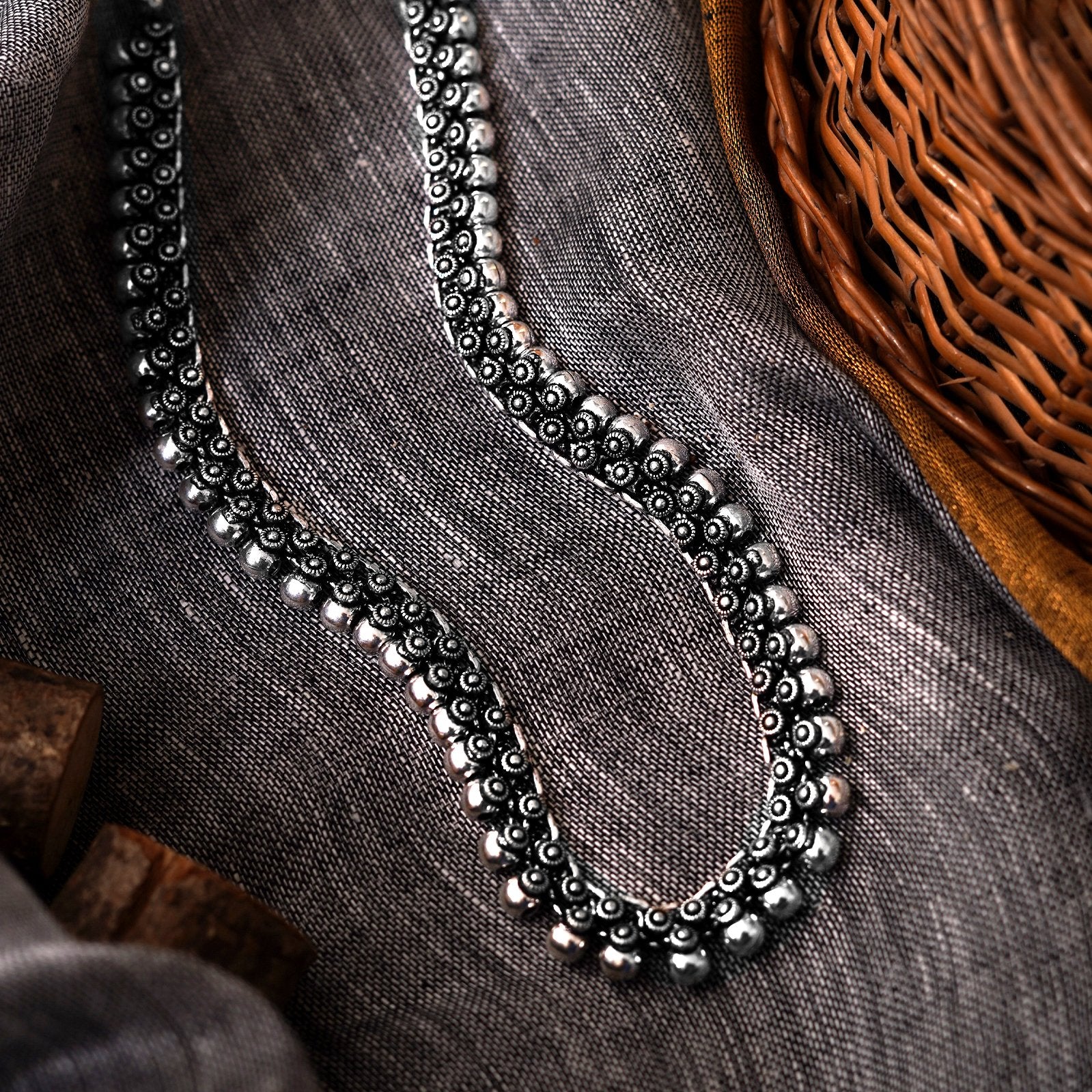 Teejh Anwita Long Ethnic Silver Oxidised Necklace - Image 2