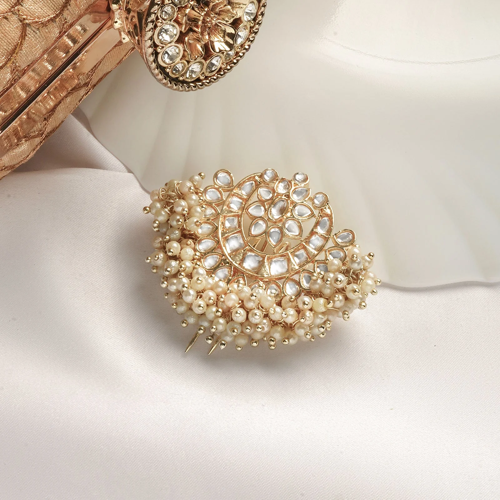 Teejh Archita Pearl and Polki Juda Pin - Image 2
