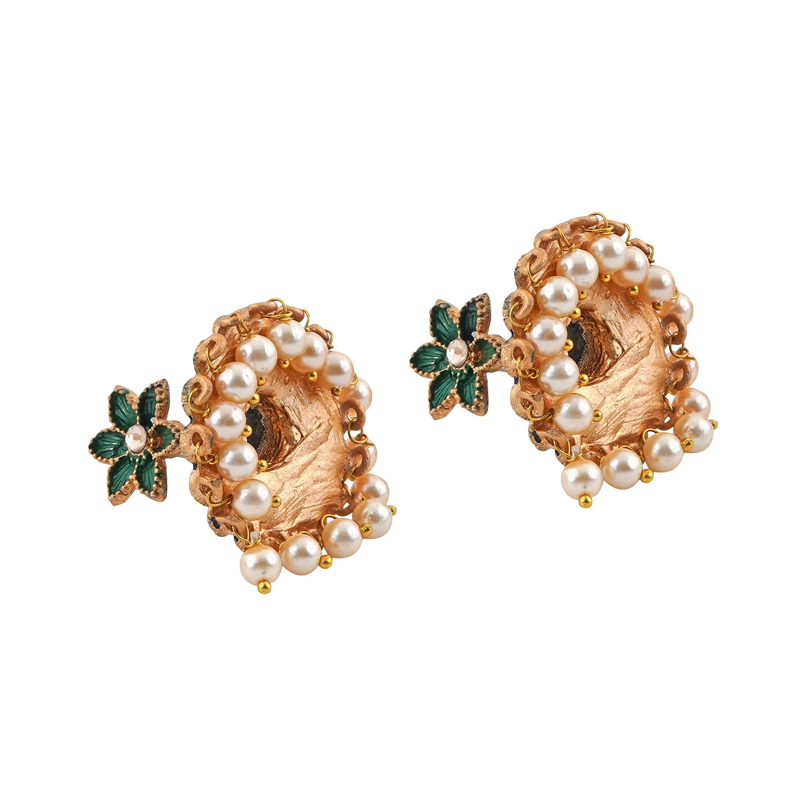 Teejh Arika Dark Green and Black Gold Enamel Earrings - Image 5