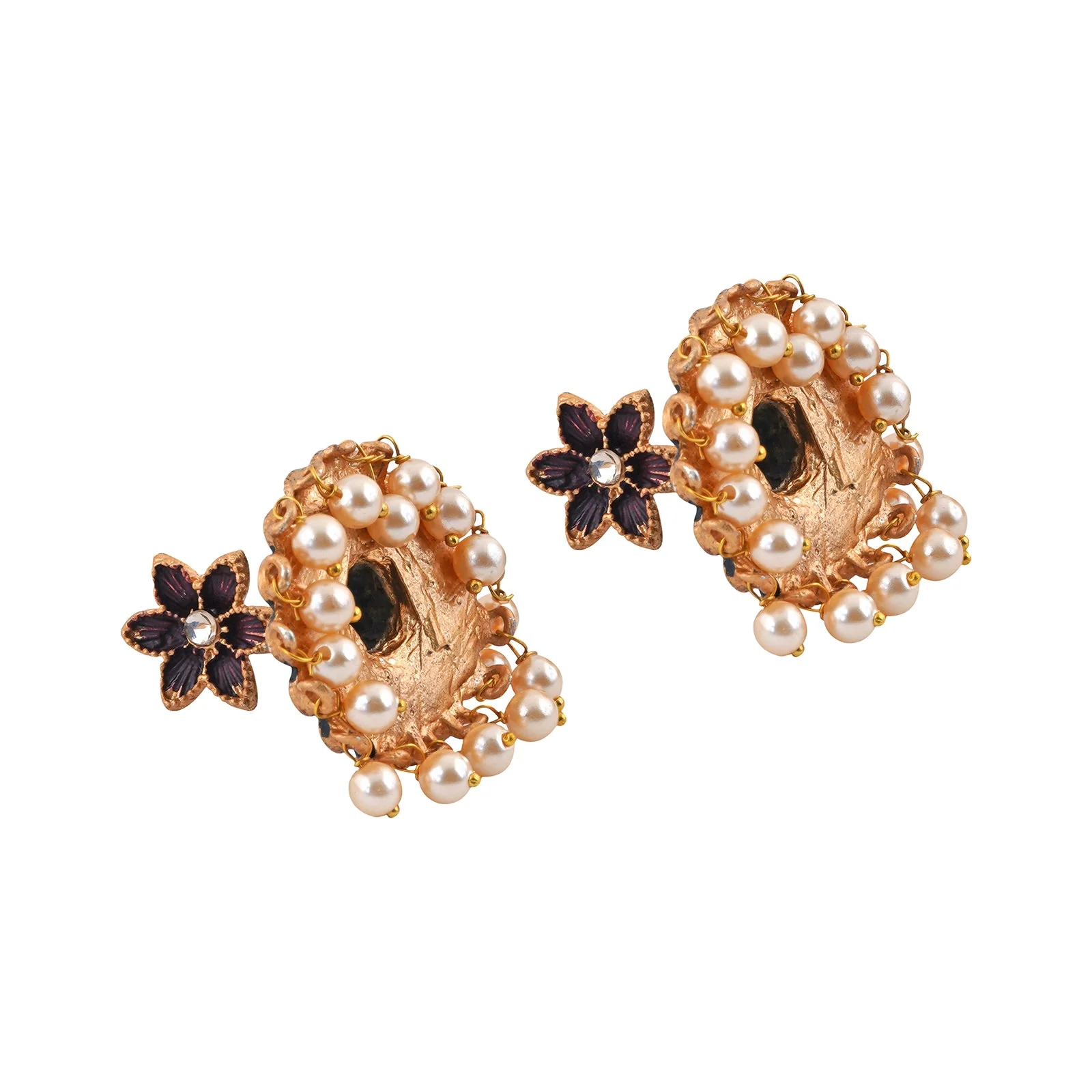 Teejh Arika Maroon and Black Gold Enamel Earrings - Image 5
