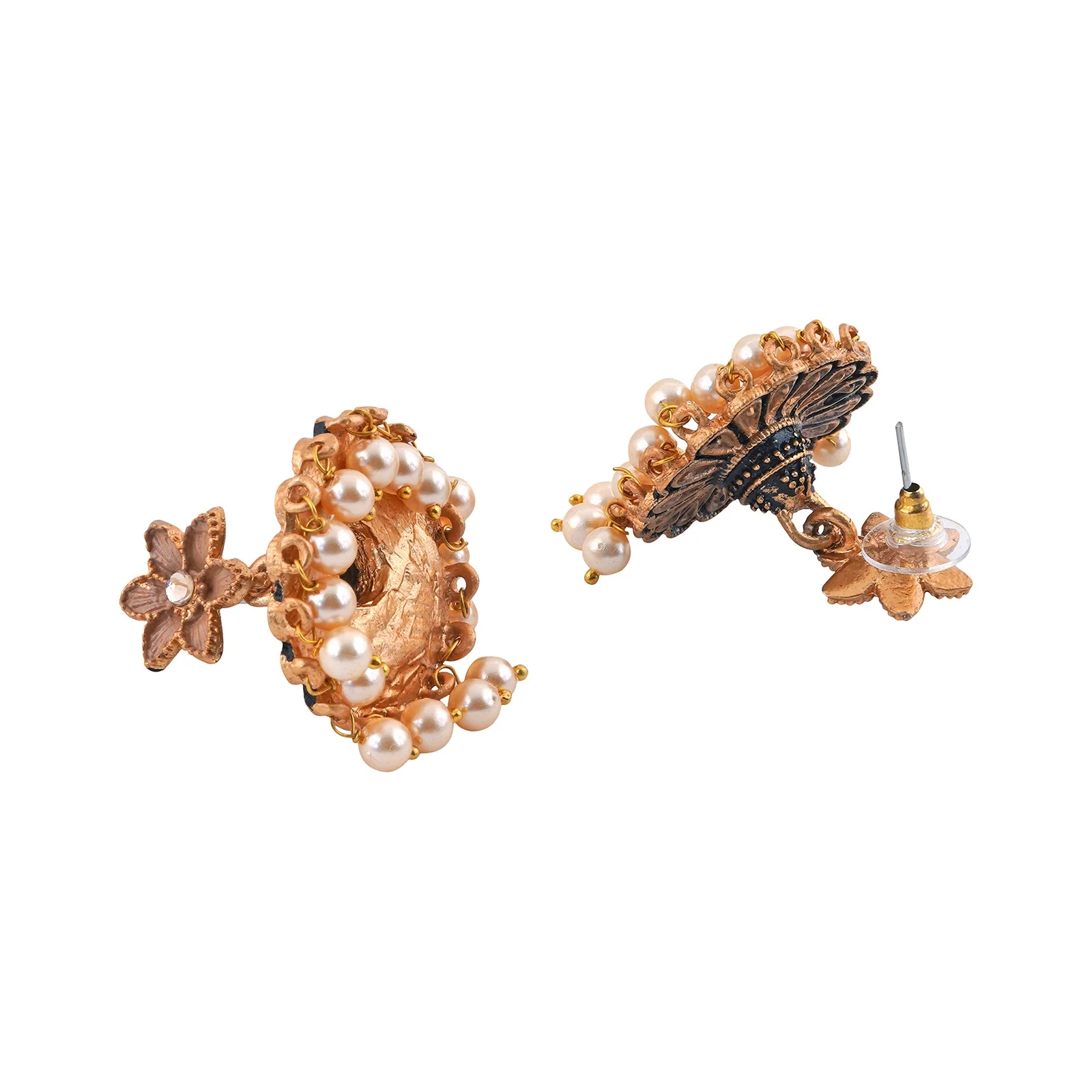 Teejh Arika Nude Pink and Black Gold Enamel Earrings - Image 4