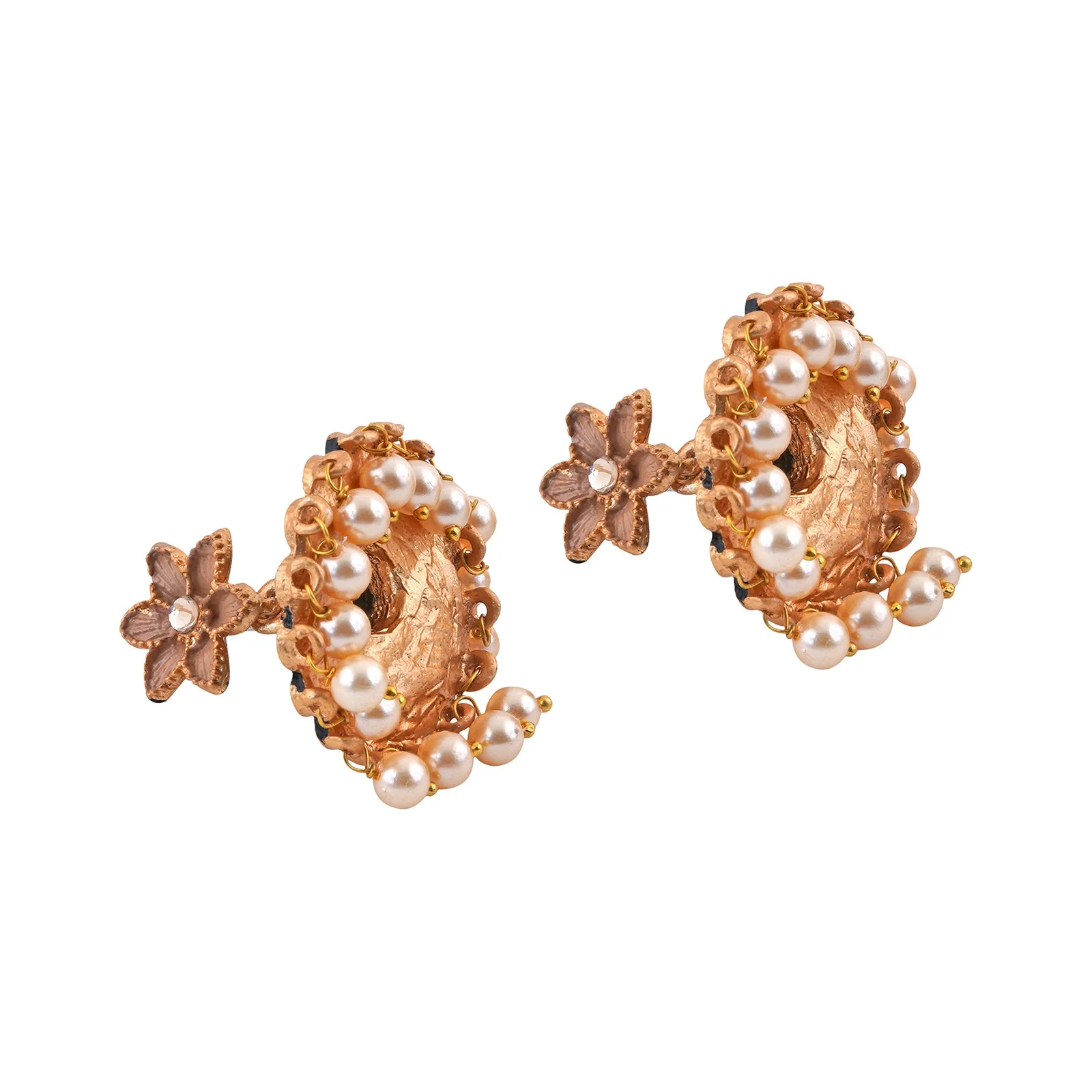 Teejh Arika Nude Pink and Black Gold Enamel Earrings - Image 5
