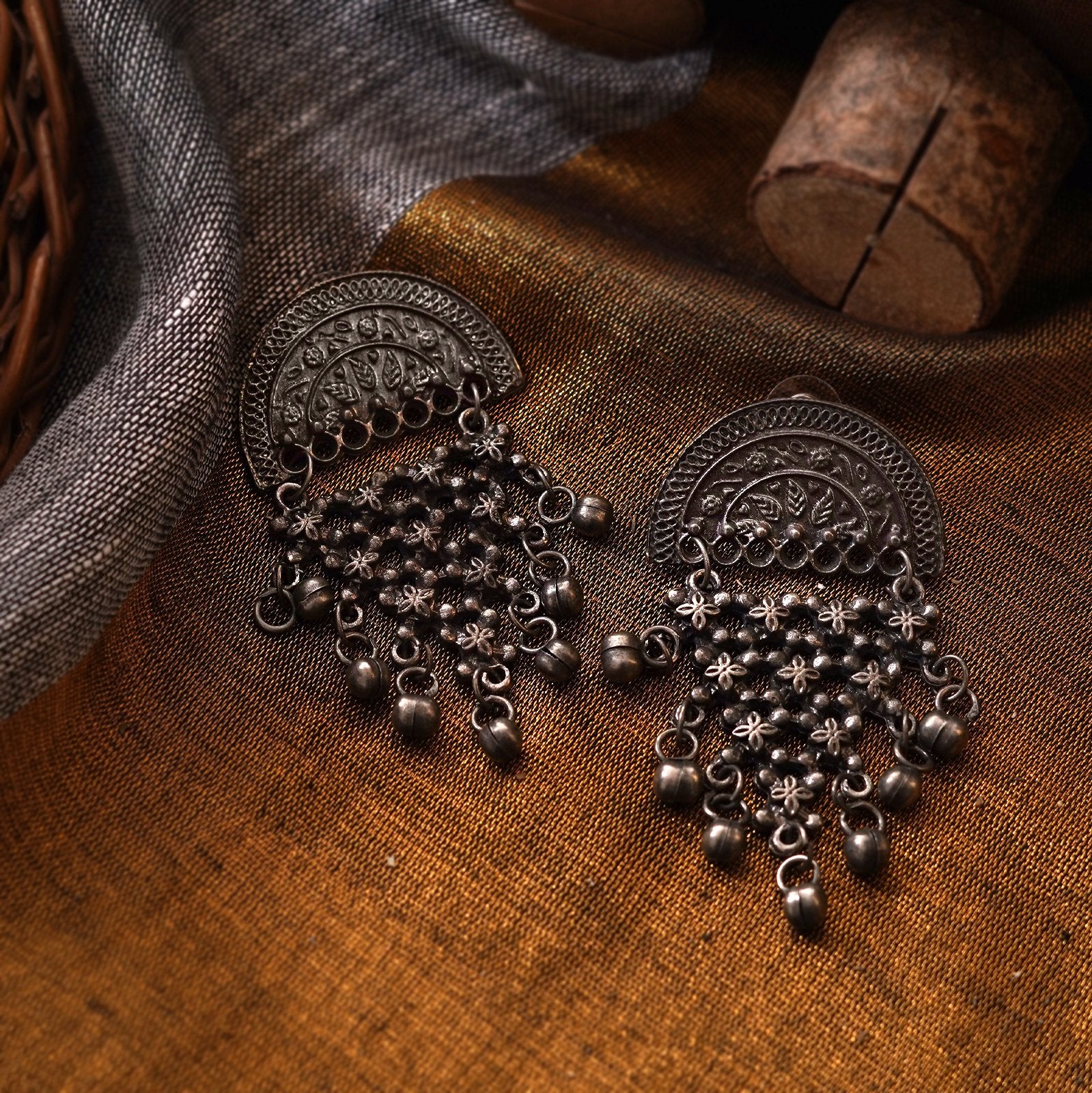 Teejh Arnika Antique Silver Polish Ghungroo EarTeejh Rings - Image 2