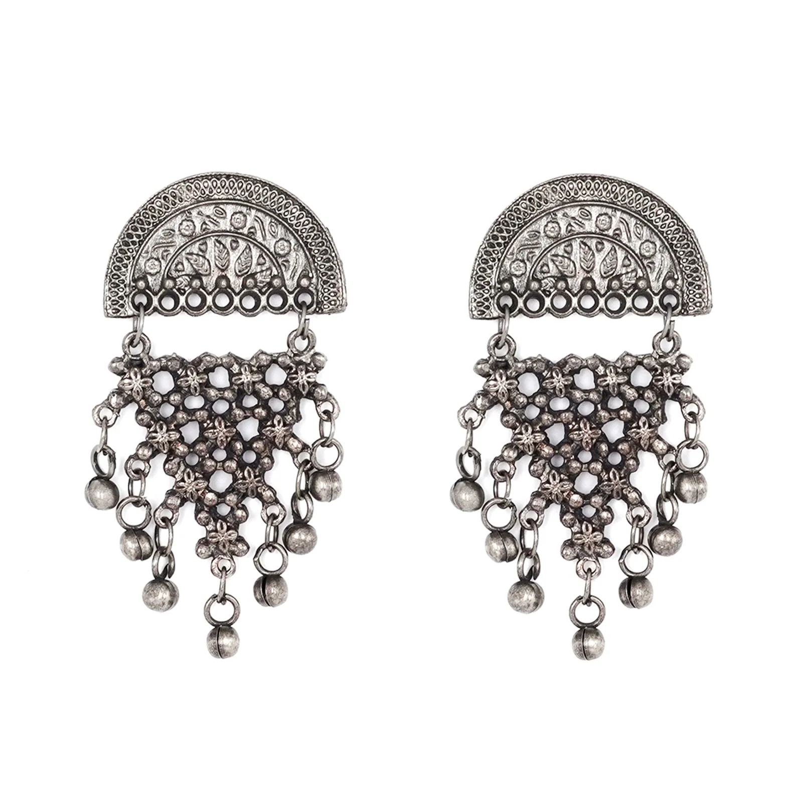 Teejh Arnika Antique Silver Polish Ghungroo EarTeejh Rings - Image 3
