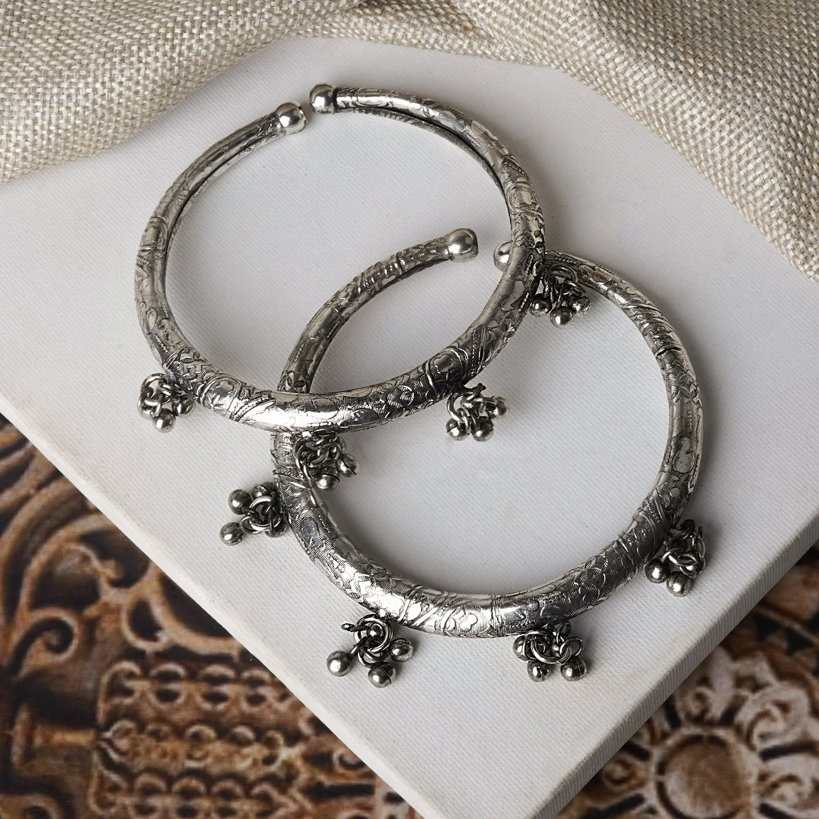 Teejh Bhanvi Silver Oxidised Anklet - Image 2