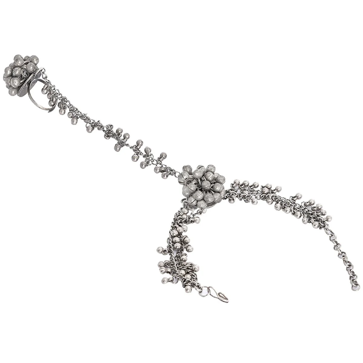 Teejh Bhavini Silver Oxidised Ghungroo Haath Phool - Image 4