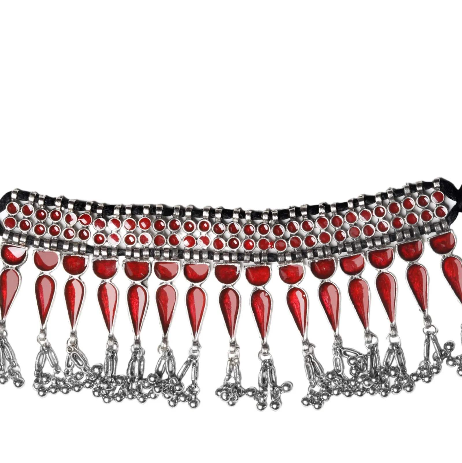 Teejh Bheena Red Silver Oxidised  Choker Necklace - Image 4