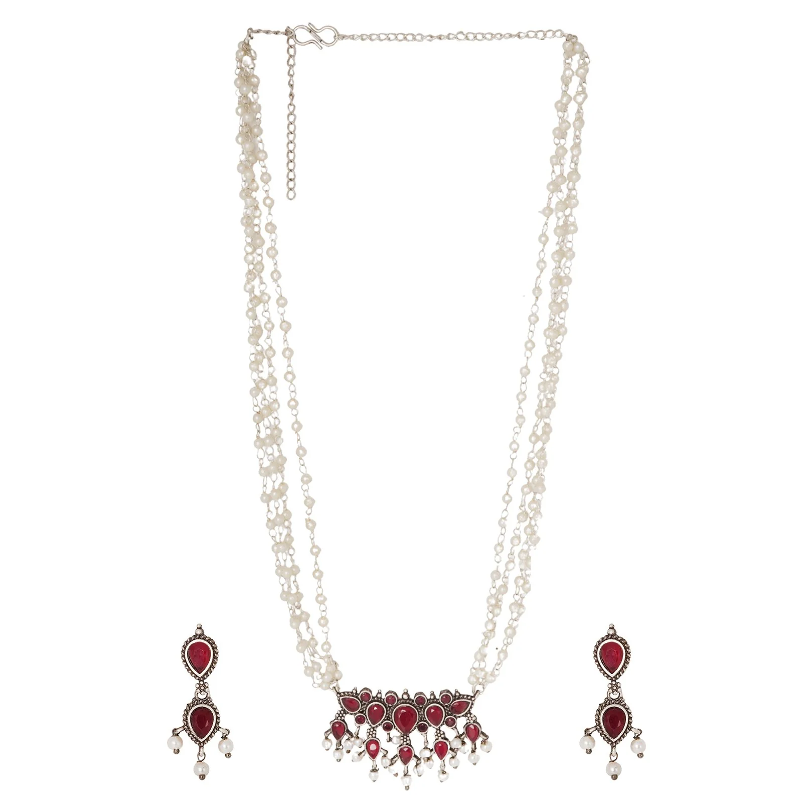 Teejh Binita Pink Stone Pearl Necklace Set - Image 2