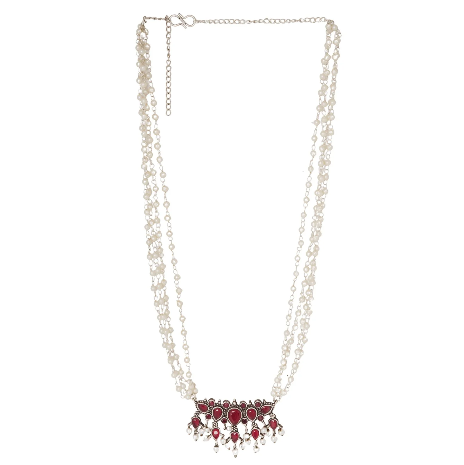Teejh Binita Pink Stone Pearl Necklace Set - Image 3