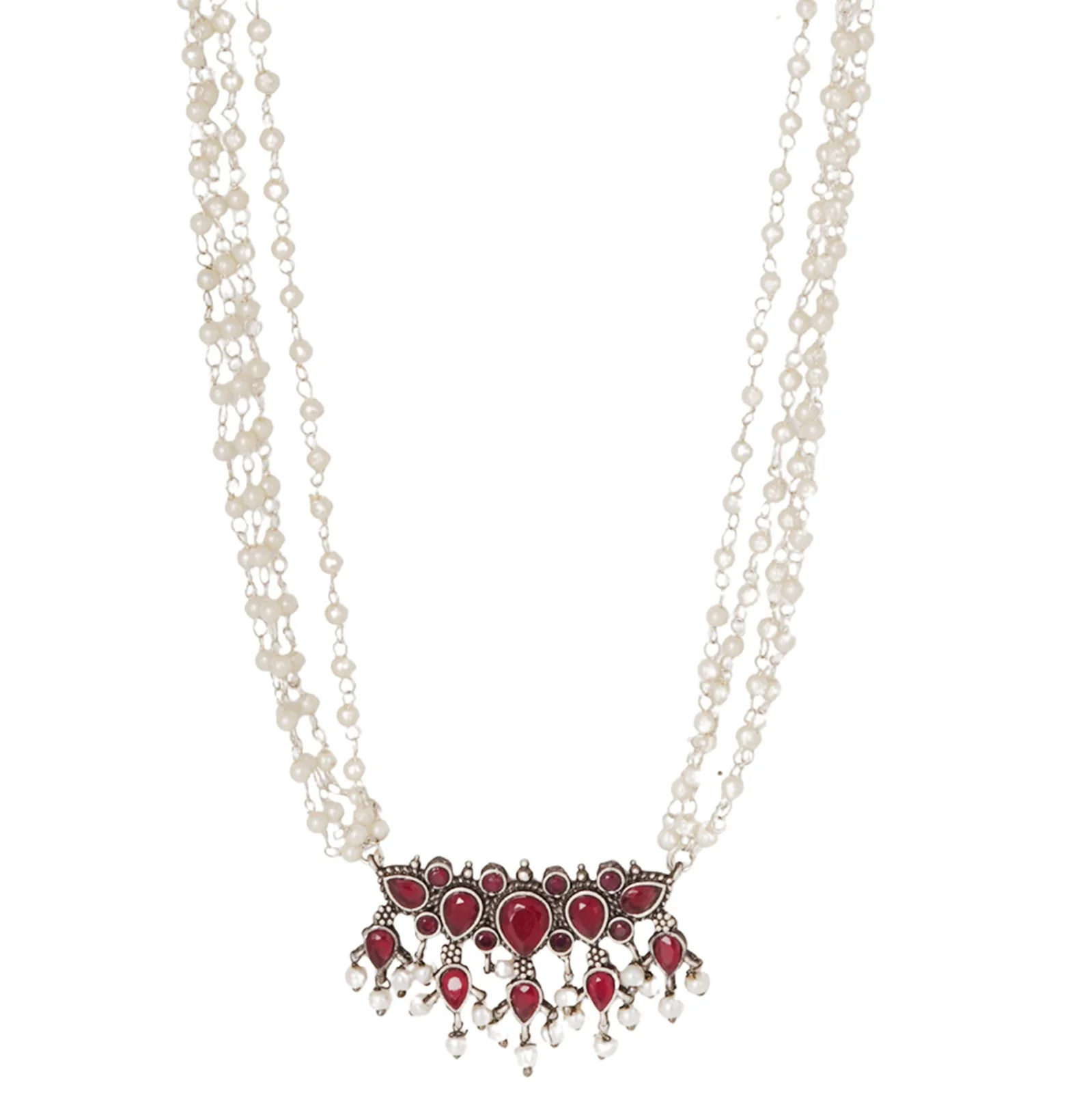 Teejh Binita Pink Stone Pearl Necklace Set - Image 4