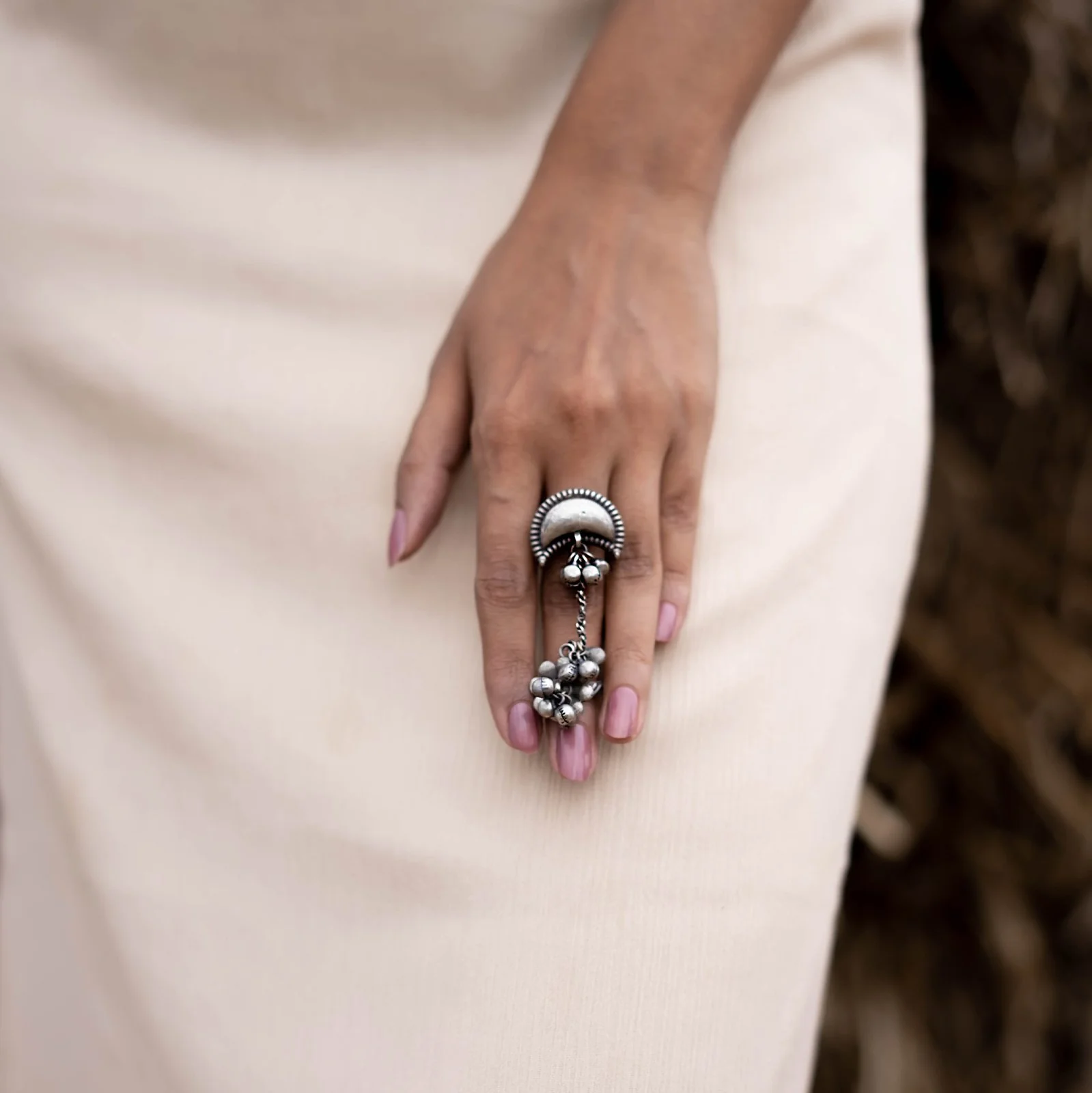 Teejh Chaithra Antique Silver Polish Teejh Ring - Image 2