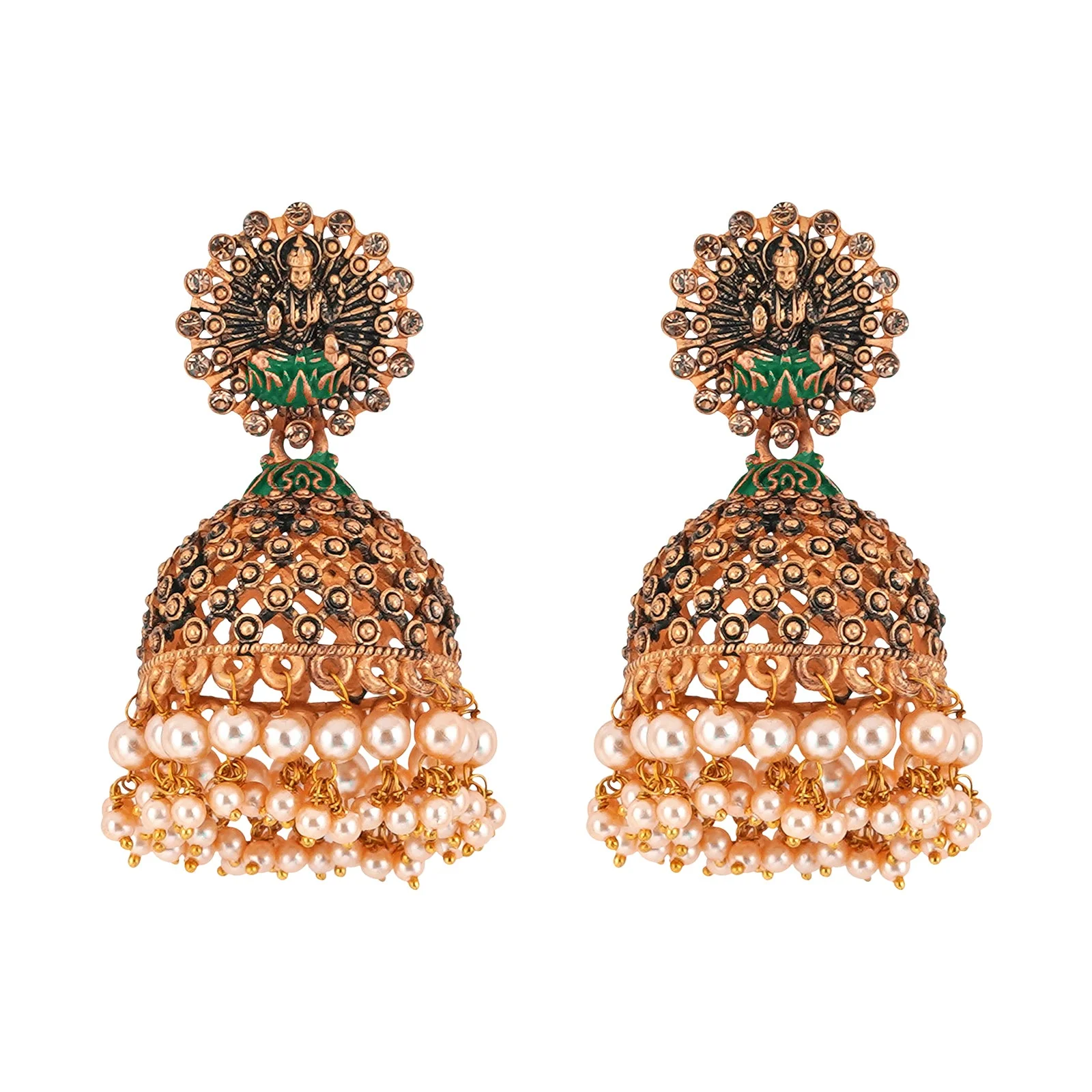 Teejh Chakriya Green Gold Enamel Earrings - Image 3