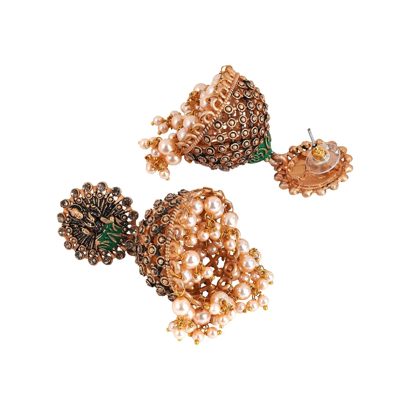 Teejh Chakriya Green Gold Enamel Earrings - Image 4
