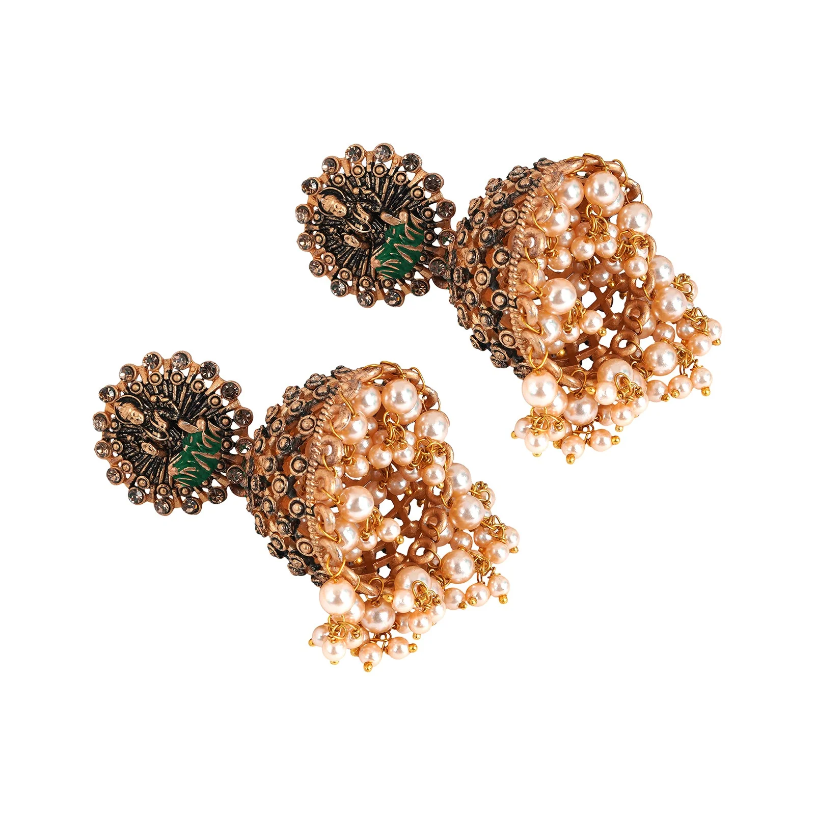 Teejh Chakriya Green Gold Enamel Earrings - Image 5