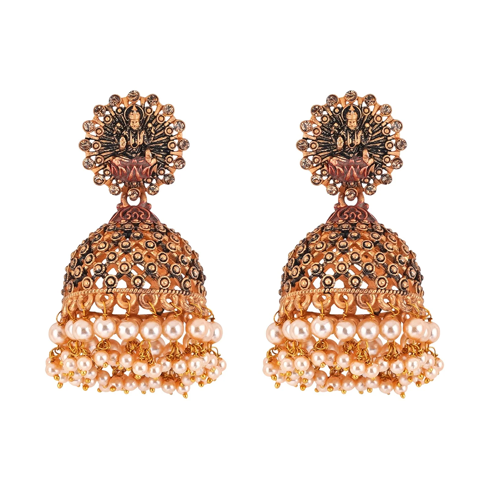 Teejh Chakriya Maroon Gold Enamel Earrings - Image 3