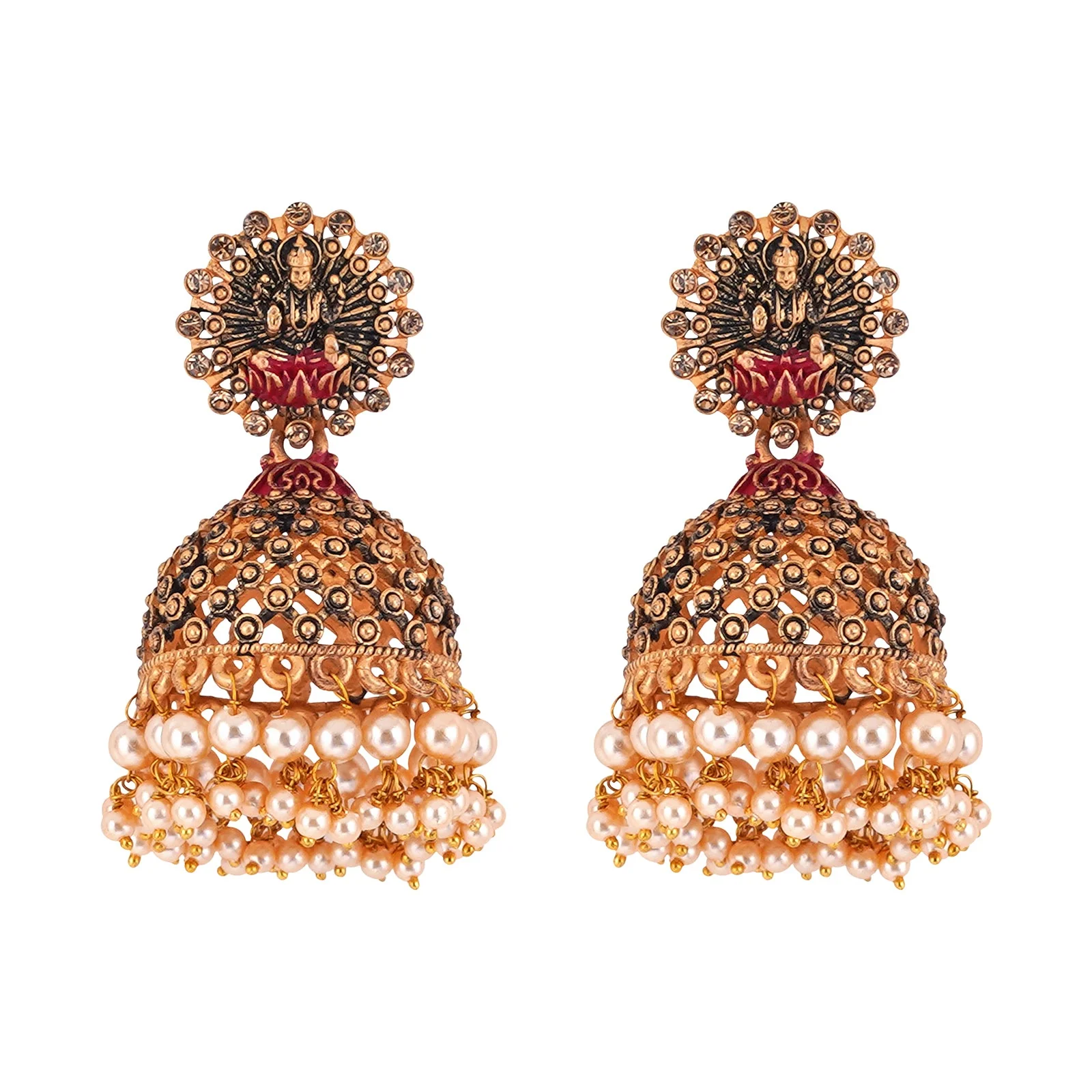 Teejh Chakriya  Pink Gold Enamel Earrings - Image 3