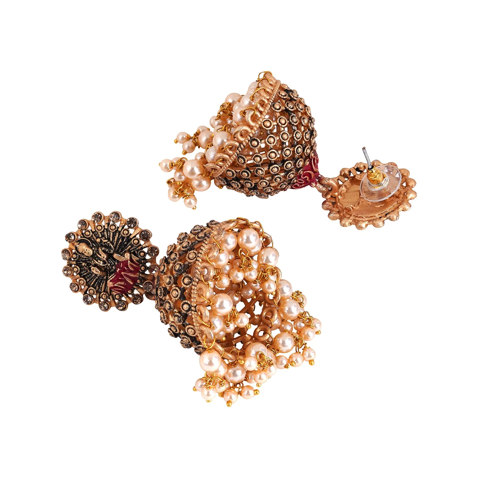 Teejh Chakriya  Pink Gold Enamel Earrings - Image 4
