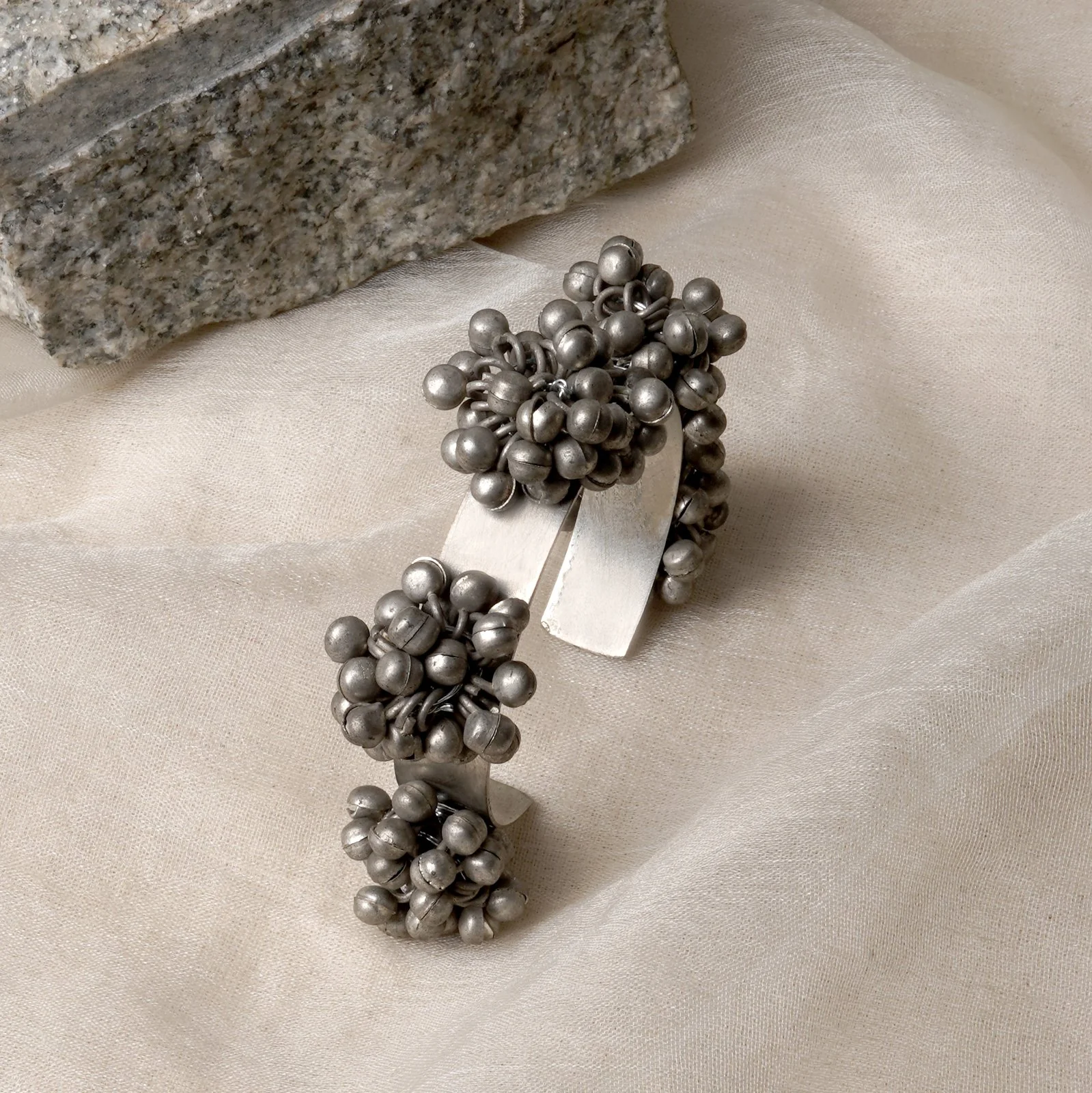 Teejh Chandhini Silver Oxidised Ghungroo Bracelet - Image 2