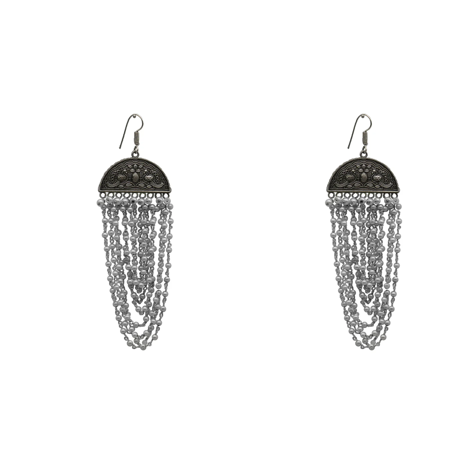 Charu Pearl Layered Silver Oxidized Necklace Set - Image 6