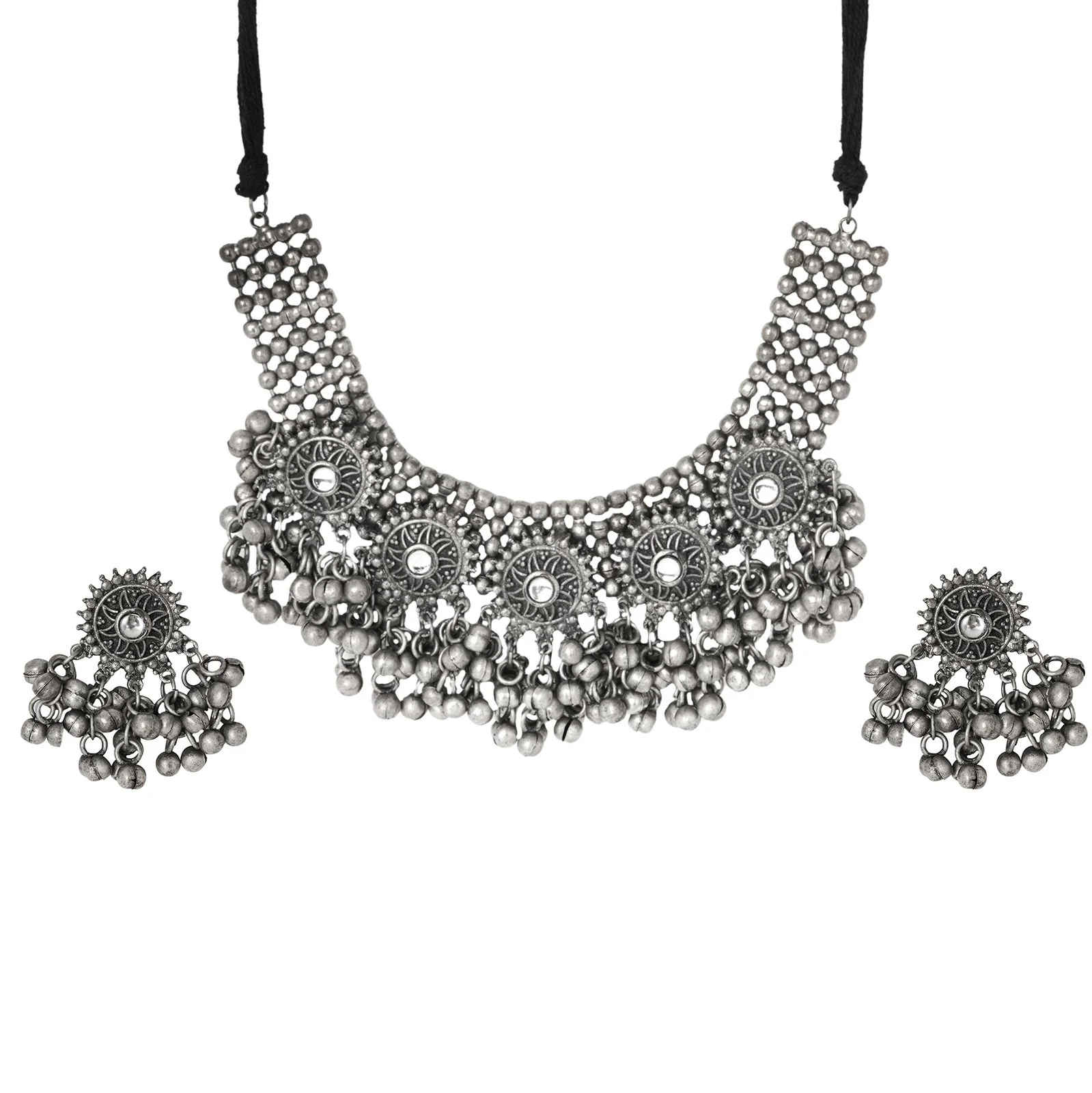 Teejh Chhaya Silver Oxidised Necklace Set - Image 3