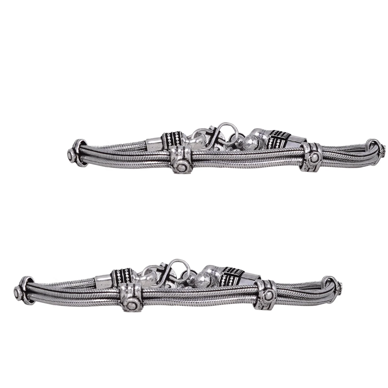 Teejh Chirasvi Ethnic Silver Oxidised Anklets - Image 4
