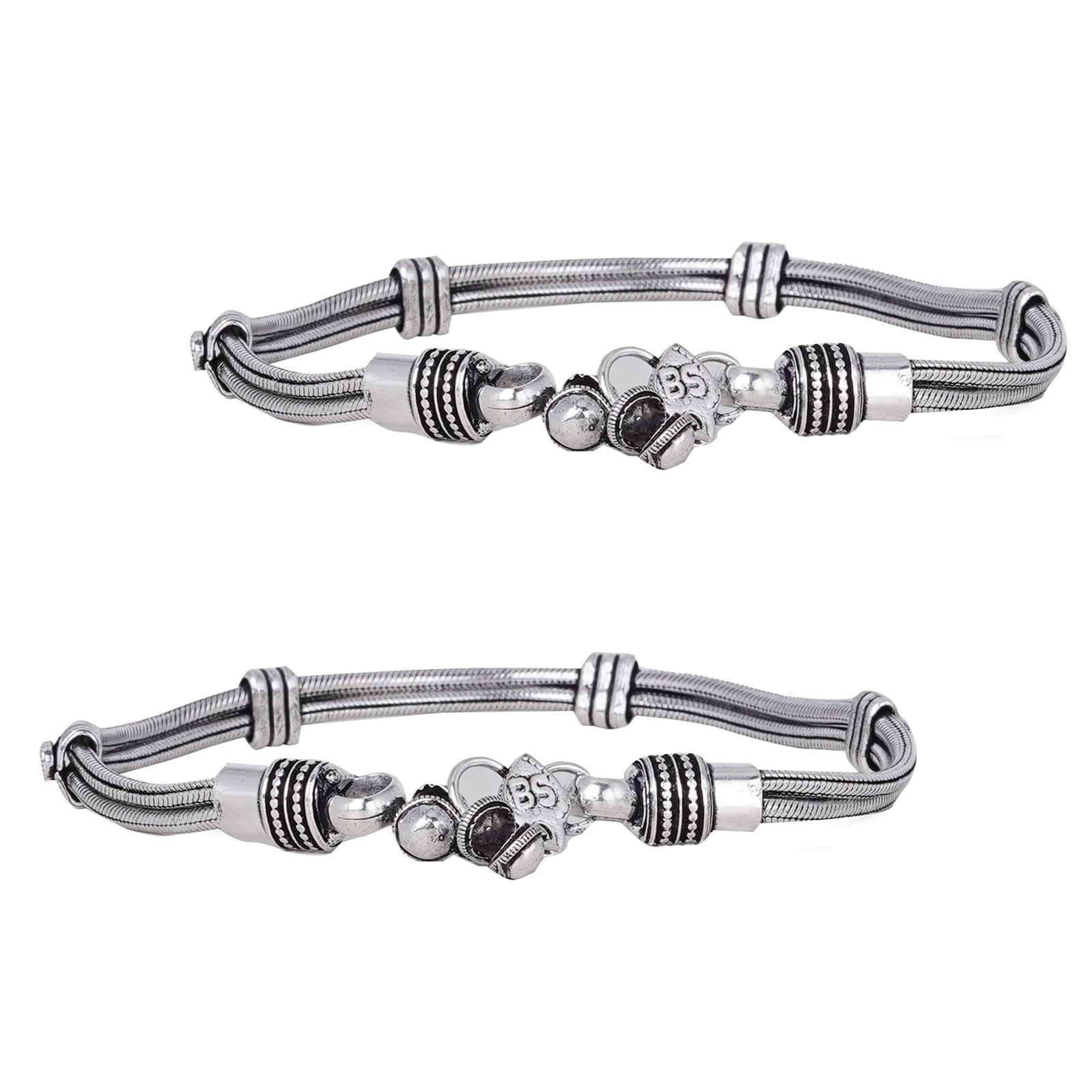 Teejh Chirasvi Ethnic Silver Oxidised Anklets - Image 6
