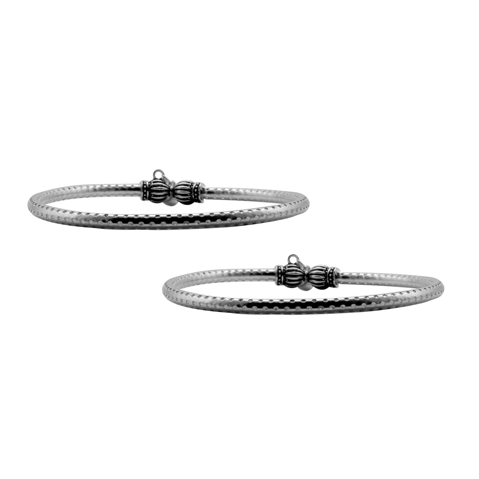 Circular Silver Oxidized Charm Anklets - Image 3