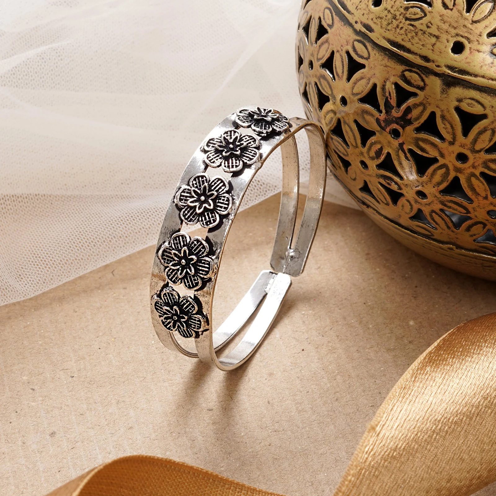 Teejh Dani Silver Oxidised Bracelet Cuff - Image 2