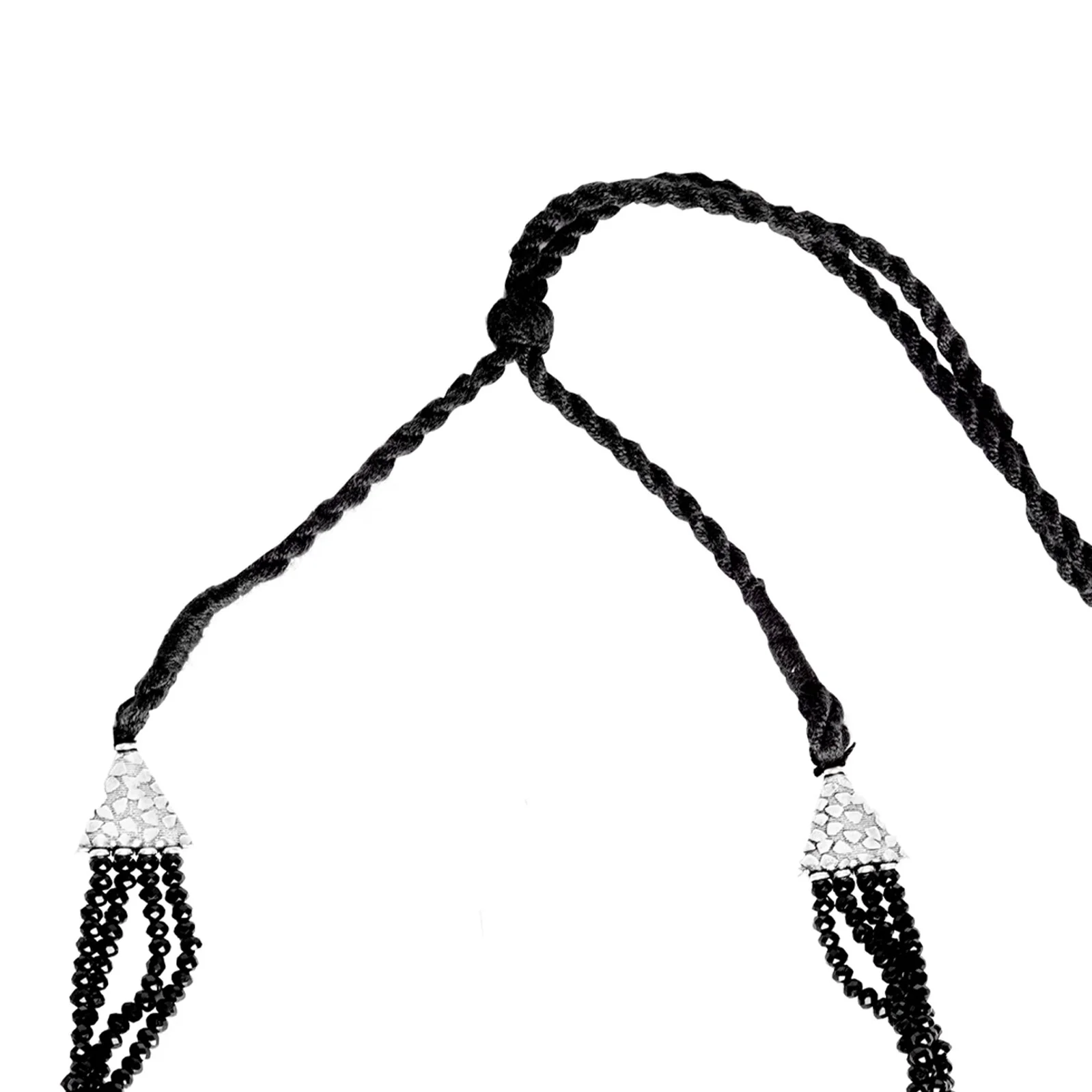 Teejh Darshika Silver Oxidised Pearl and Black Stones Choker Necklace Set - Image 6