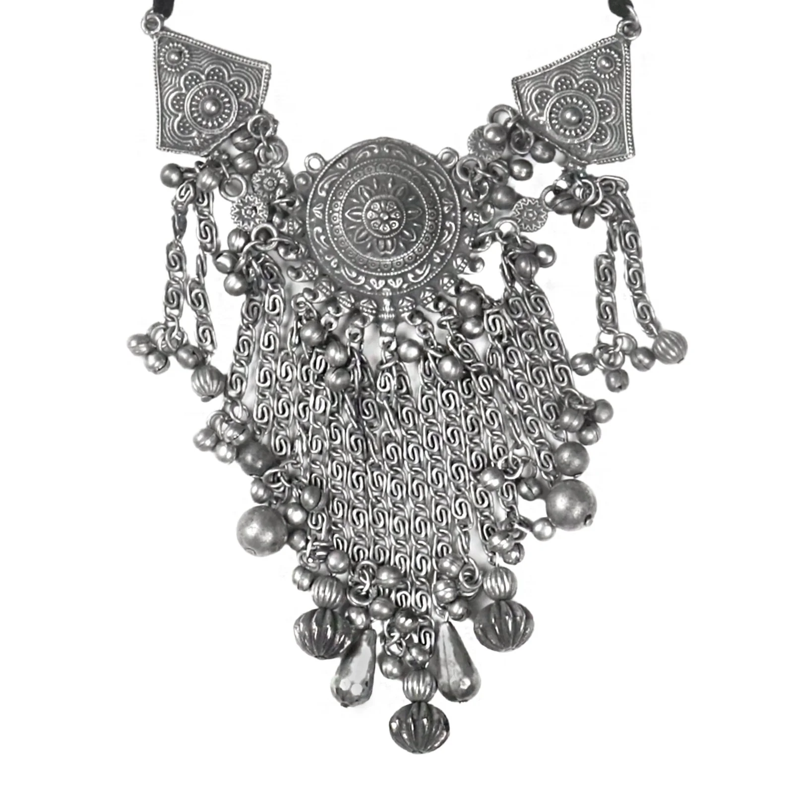 Teejh Dayami Silver Oxidised Choker Necklace - Image 4