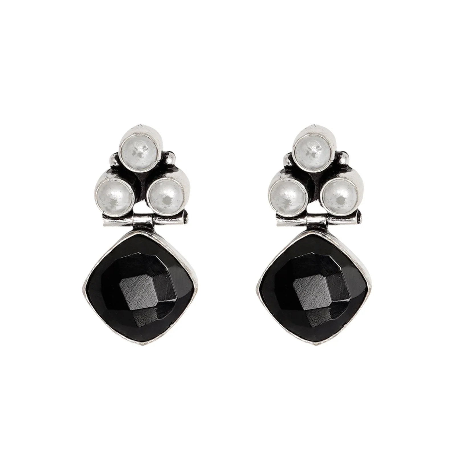 Teejh Delisha Black Stone Silver Oxidised  Stud Earrings - Image 3