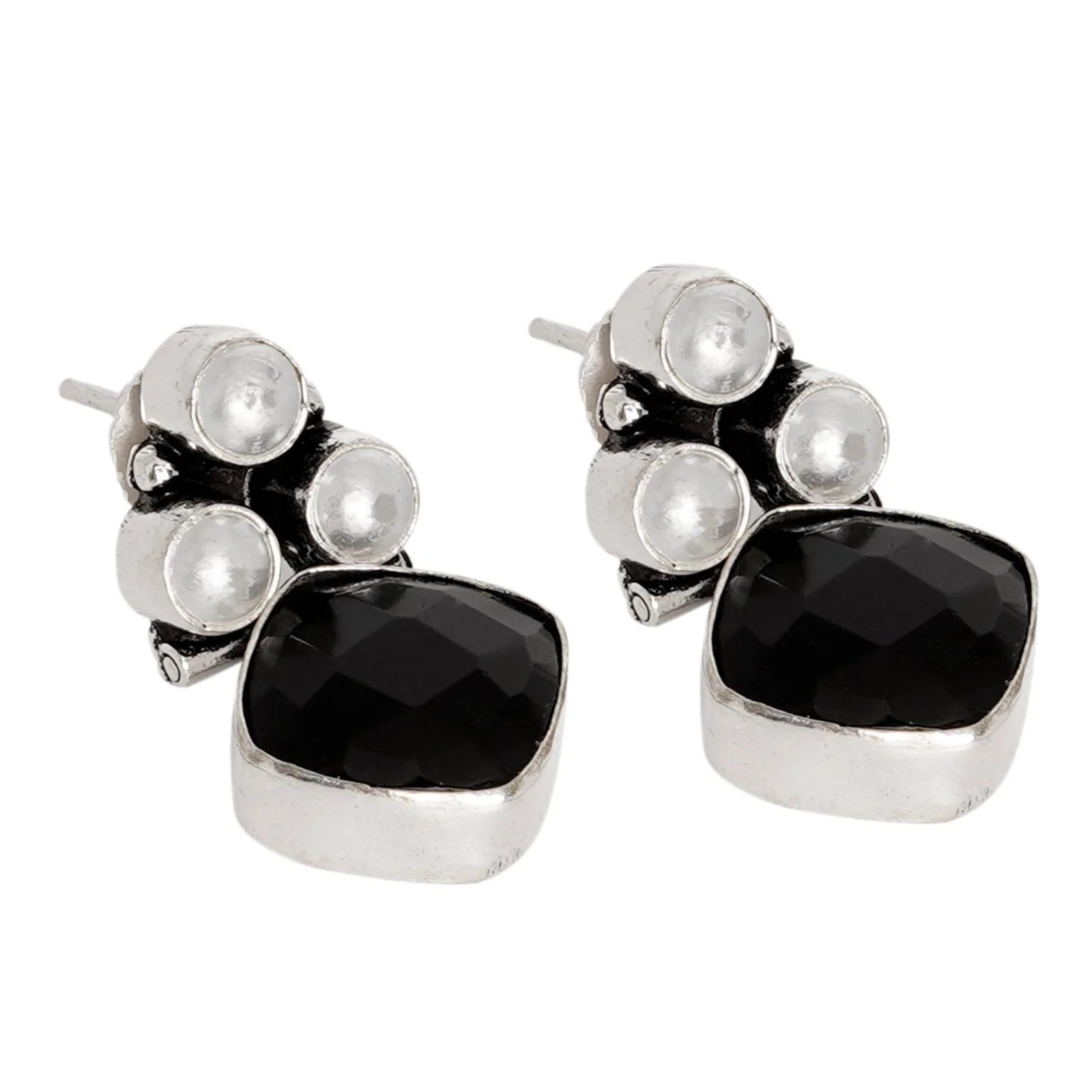 Teejh Delisha Black Stone Silver Oxidised  Stud Earrings - Image 4