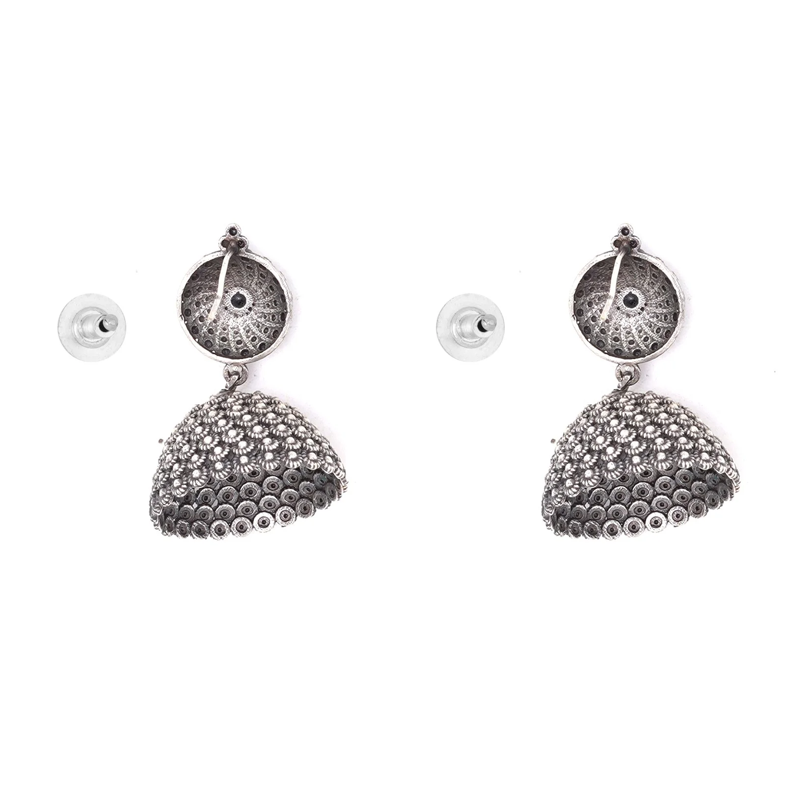 Teejh Dharvi Black Stone Antique Silver Jhumki - Image 5