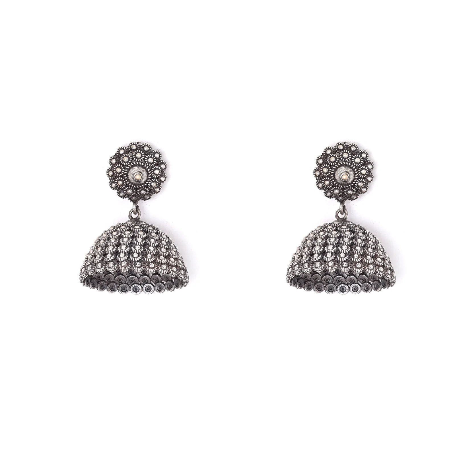 Teejh Dharvi Metallic Antique Silver Jhumki - Image 3