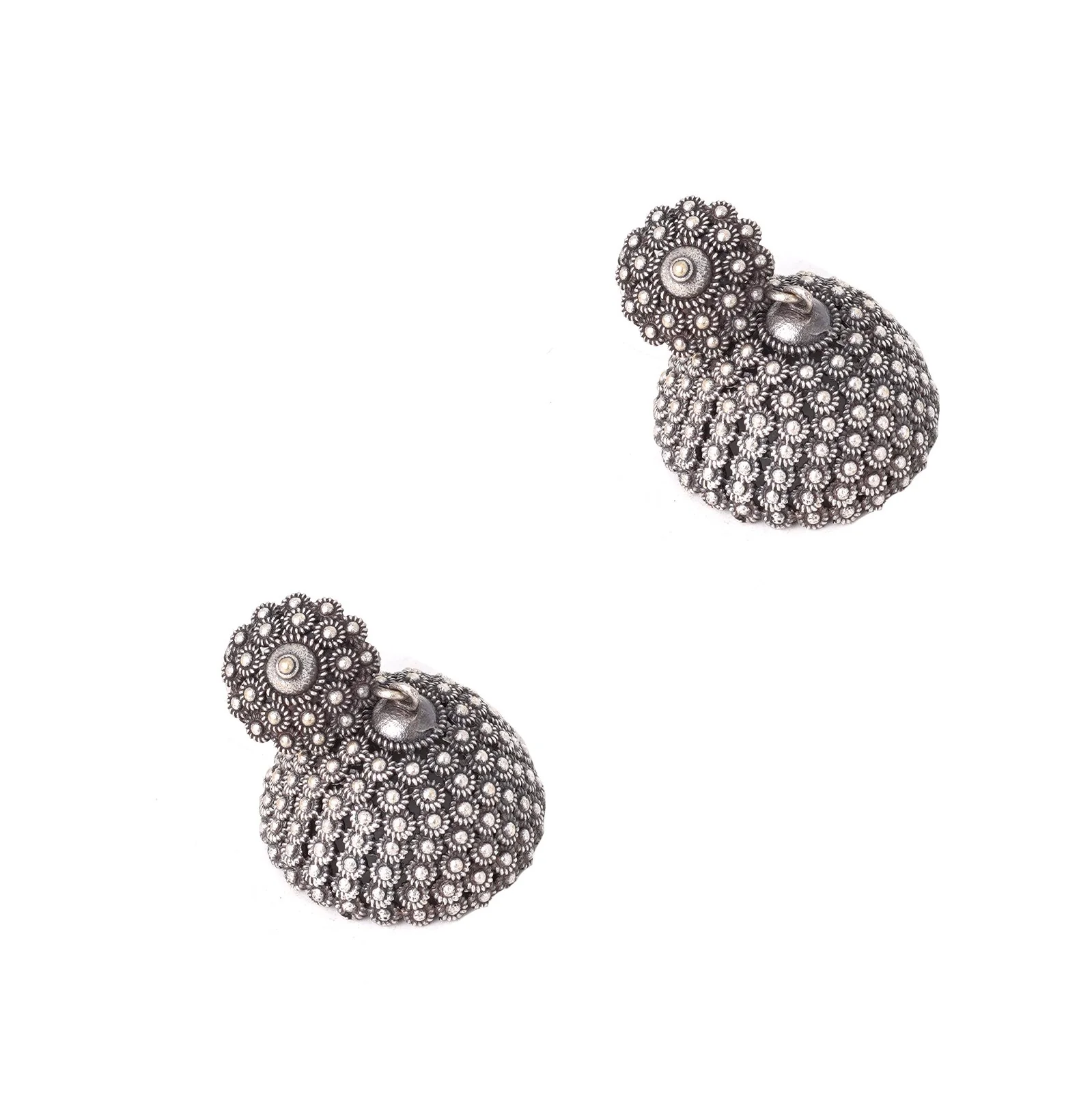 Teejh Dharvi Metallic Antique Silver Jhumki - Image 4